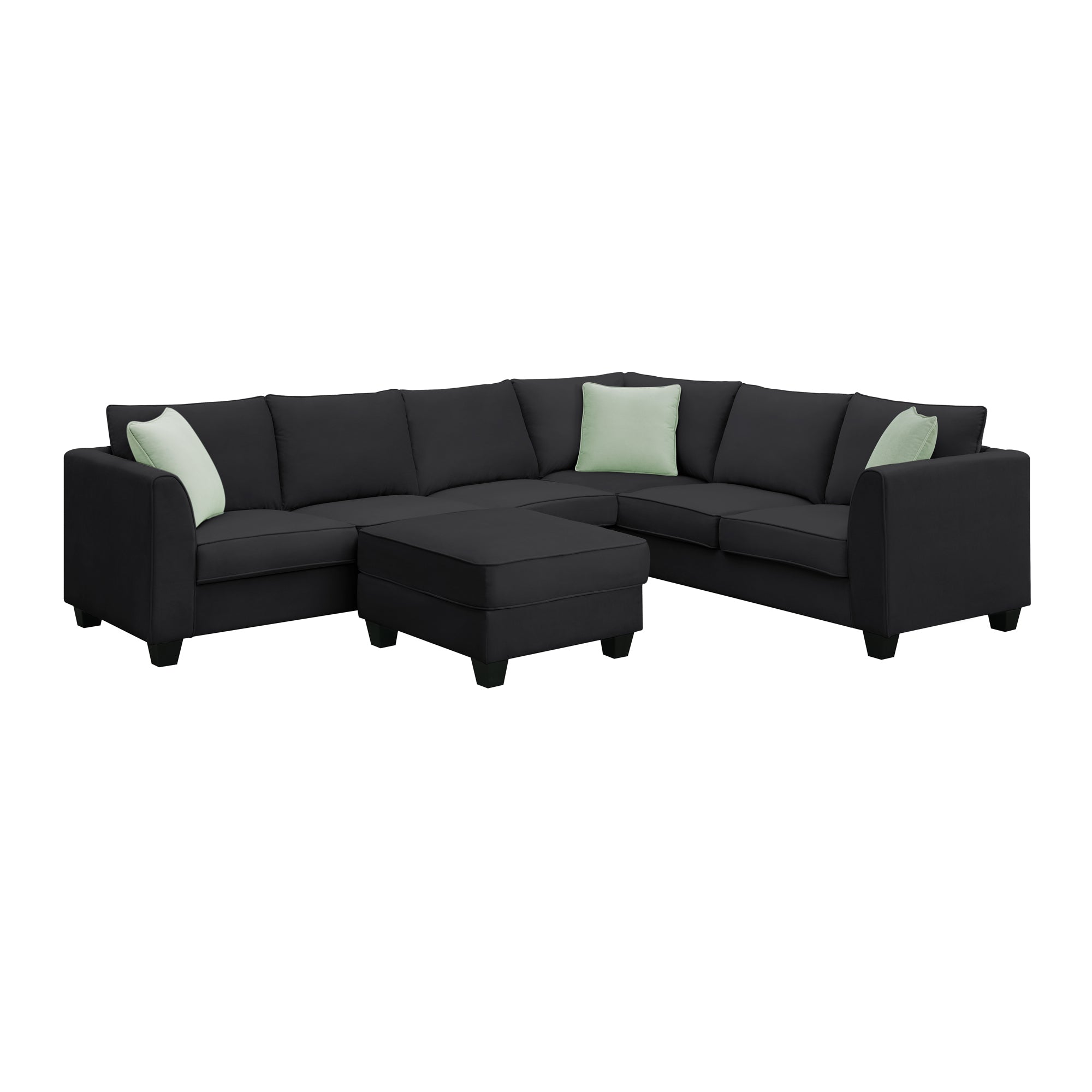 Black Modular Sectional Sofa w/ Storage Ottoman-American Furniture Outlet -American Furniture Outlet