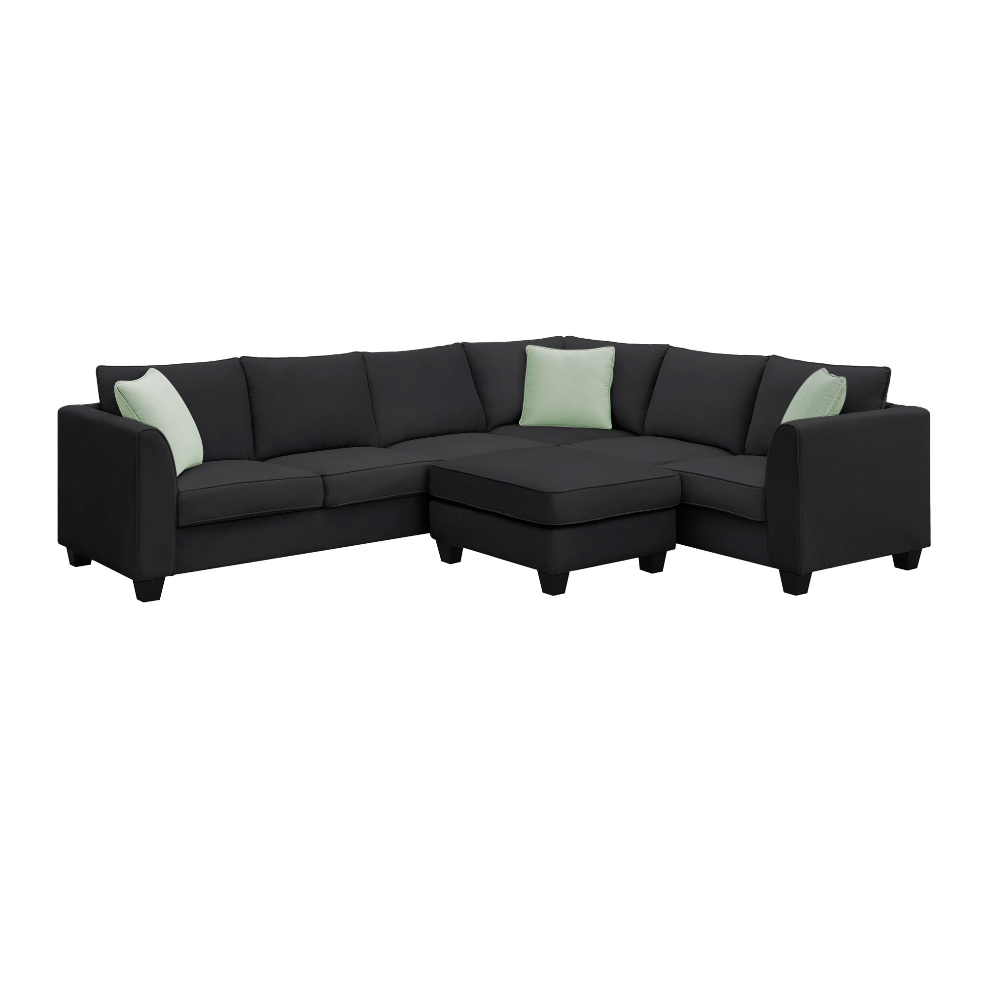 Black Modular Sectional Sofa w/ Storage Ottoman-American Furniture Outlet -American Furniture Outlet