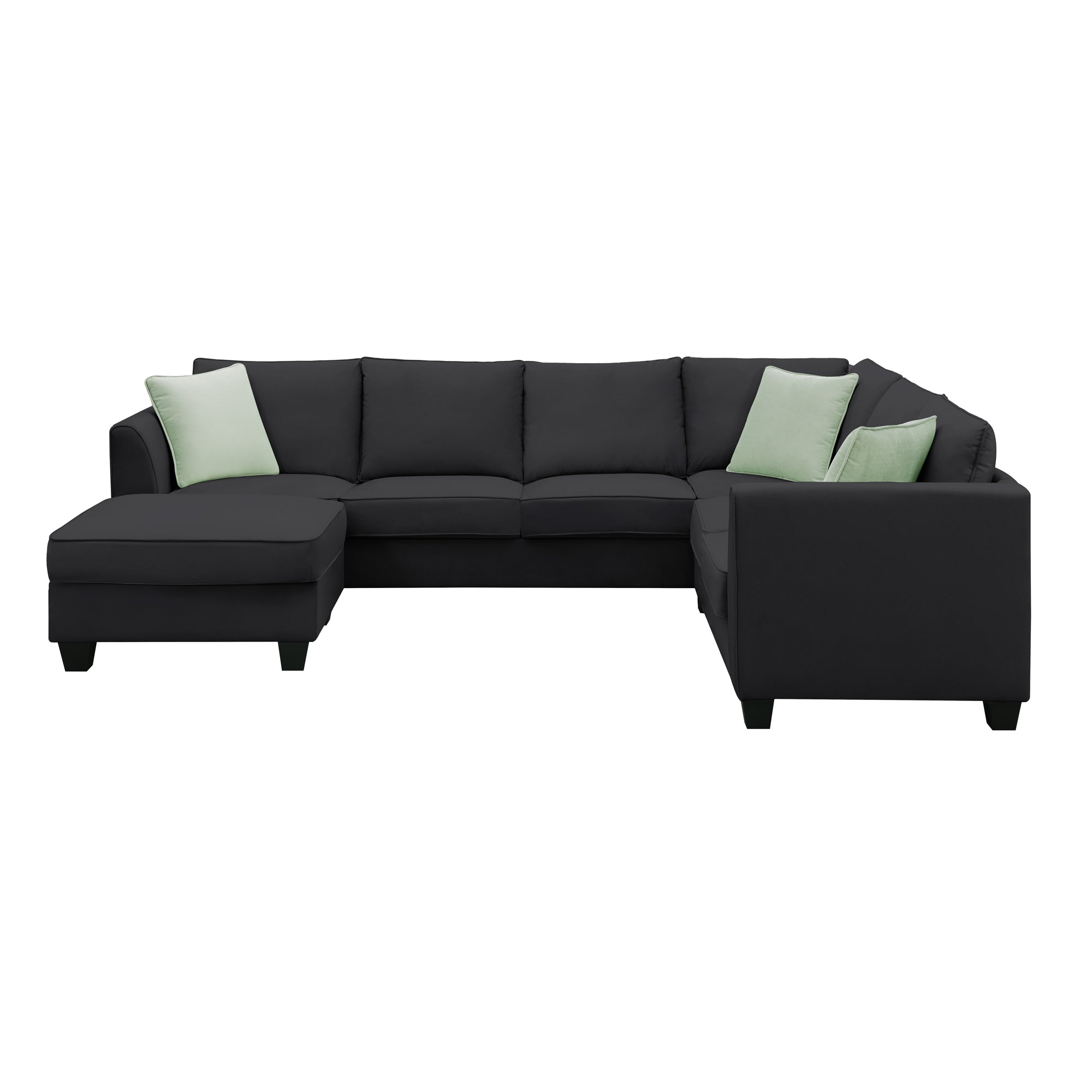 Black Modular Sectional Sofa w/ Storage Ottoman-American Furniture Outlet -American Furniture Outlet