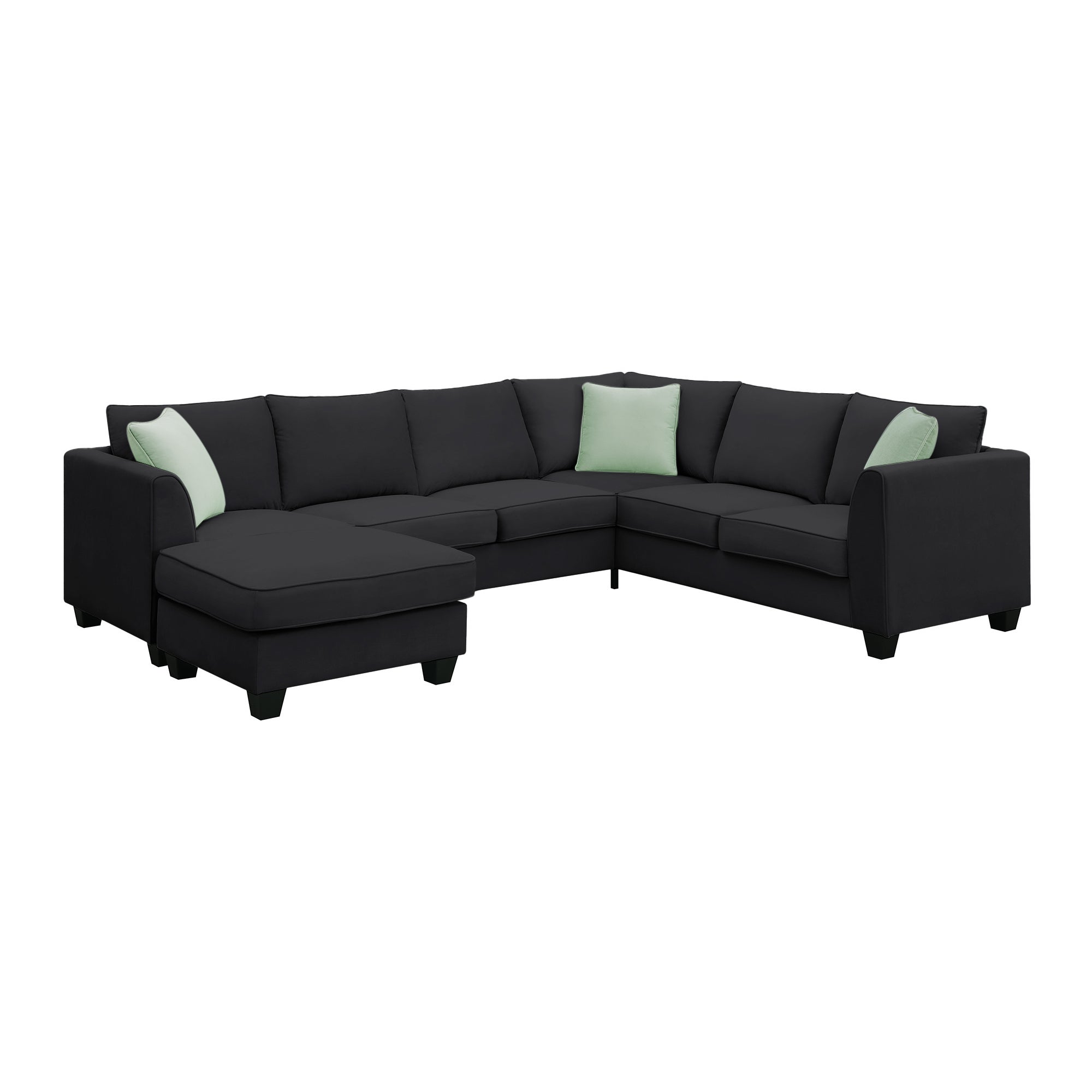 Black Modular Sectional Sofa w/ Storage Ottoman-American Furniture Outlet -American Furniture Outlet