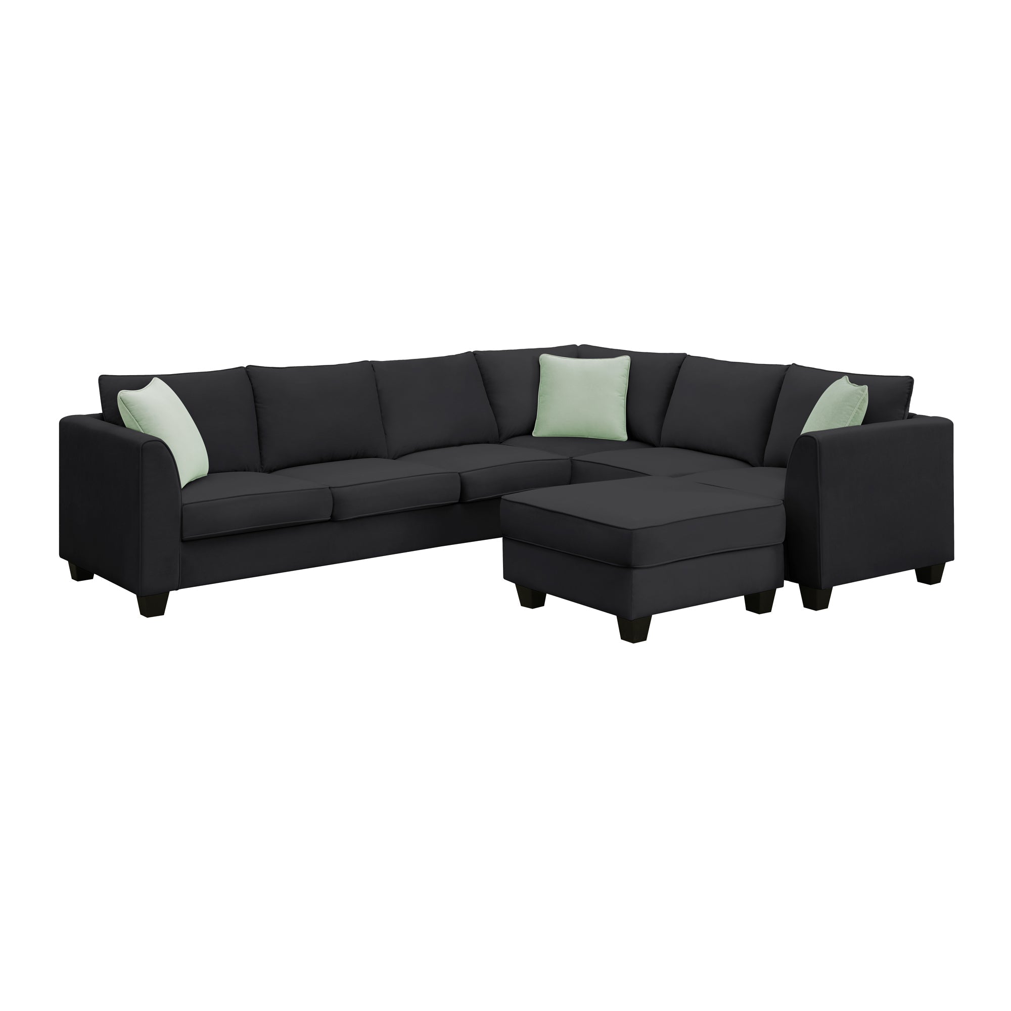 Black Modular Sectional Sofa w/ Storage Ottoman-American Furniture Outlet -American Furniture Outlet