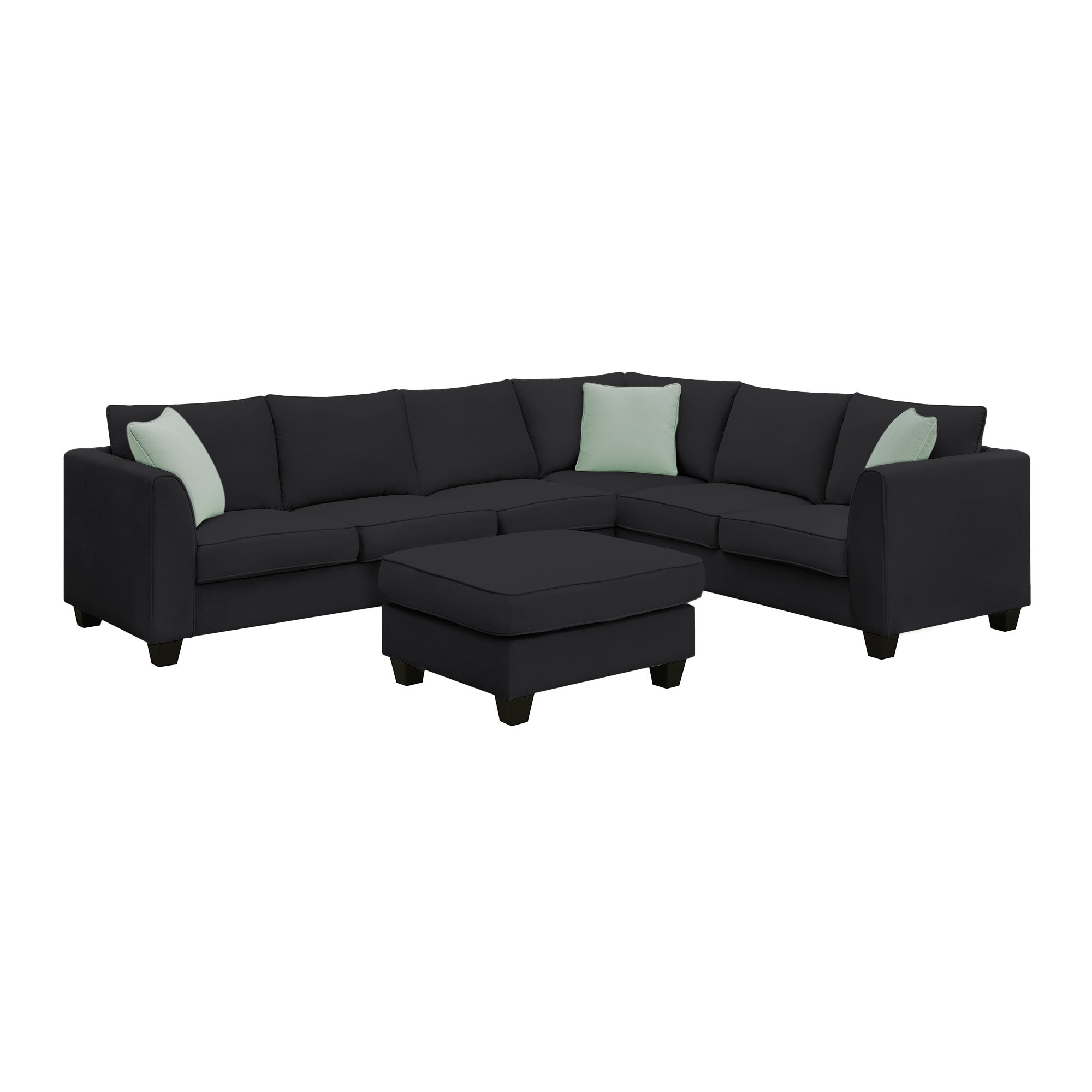 Black Modular Sectional Sofa w/ Storage Ottoman-American Furniture Outlet -American Furniture Outlet