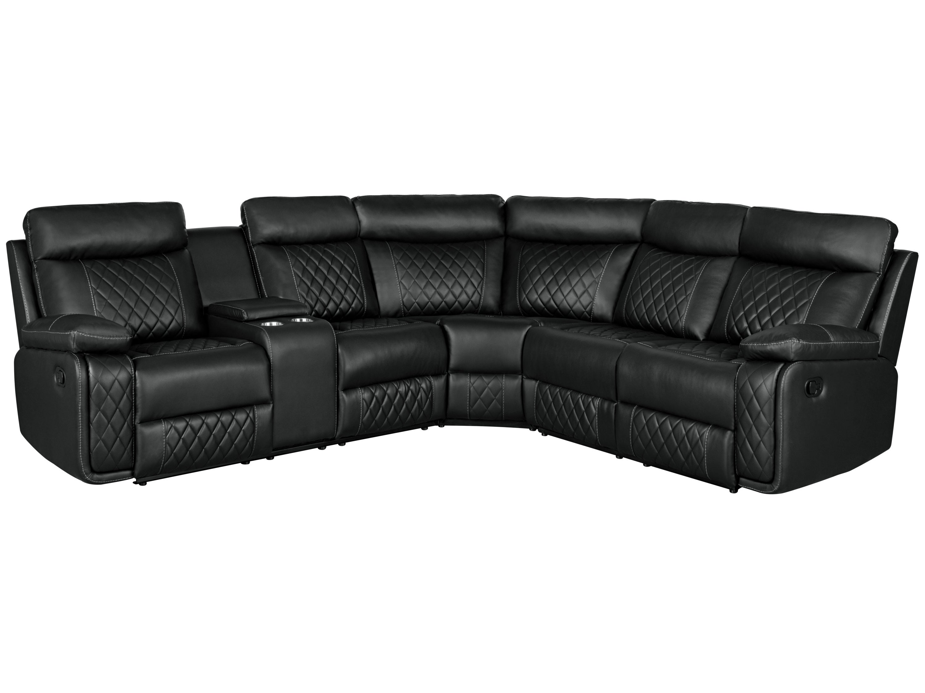 Black Reclining Sectional Sofa w/ Cupholders-American Furniture Outlet