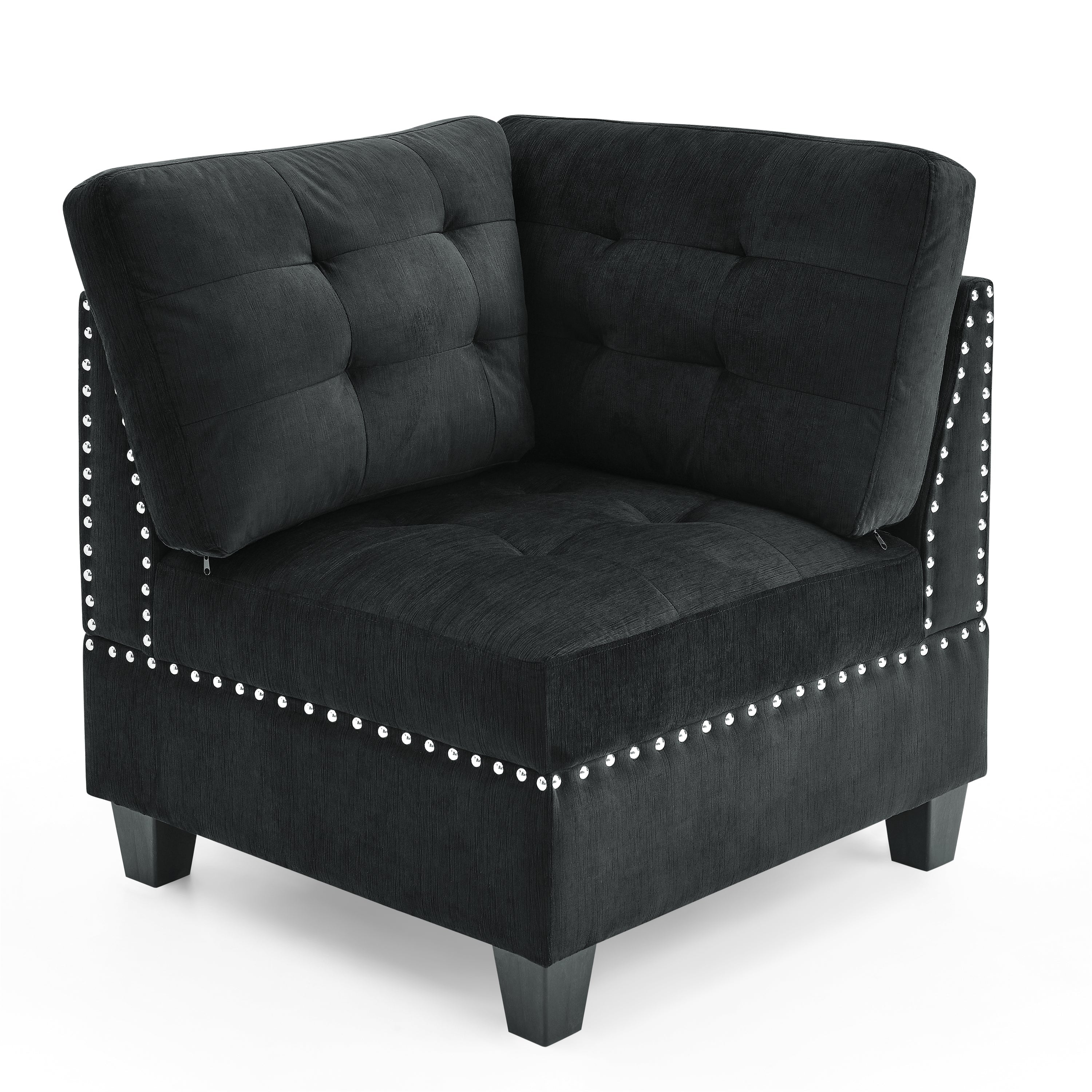 Black Velvet U-Shape Sectional Sofa with Ottomans - DIY Modular-American Furniture Outlet -American Furniture Outlet