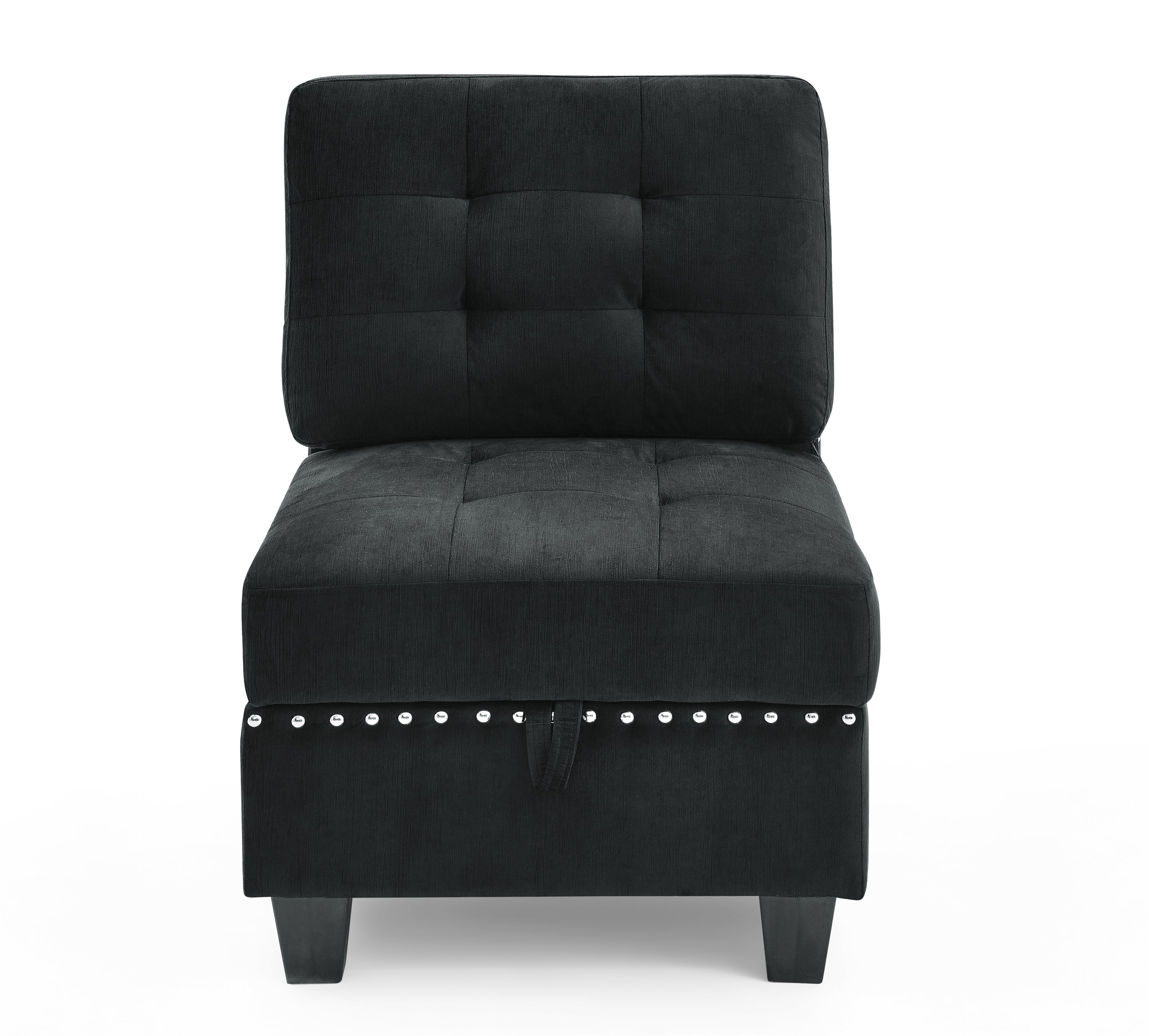 Black Velvet U-Shape Sectional Sofa with Ottomans - DIY Modular-American Furniture Outlet -American Furniture Outlet