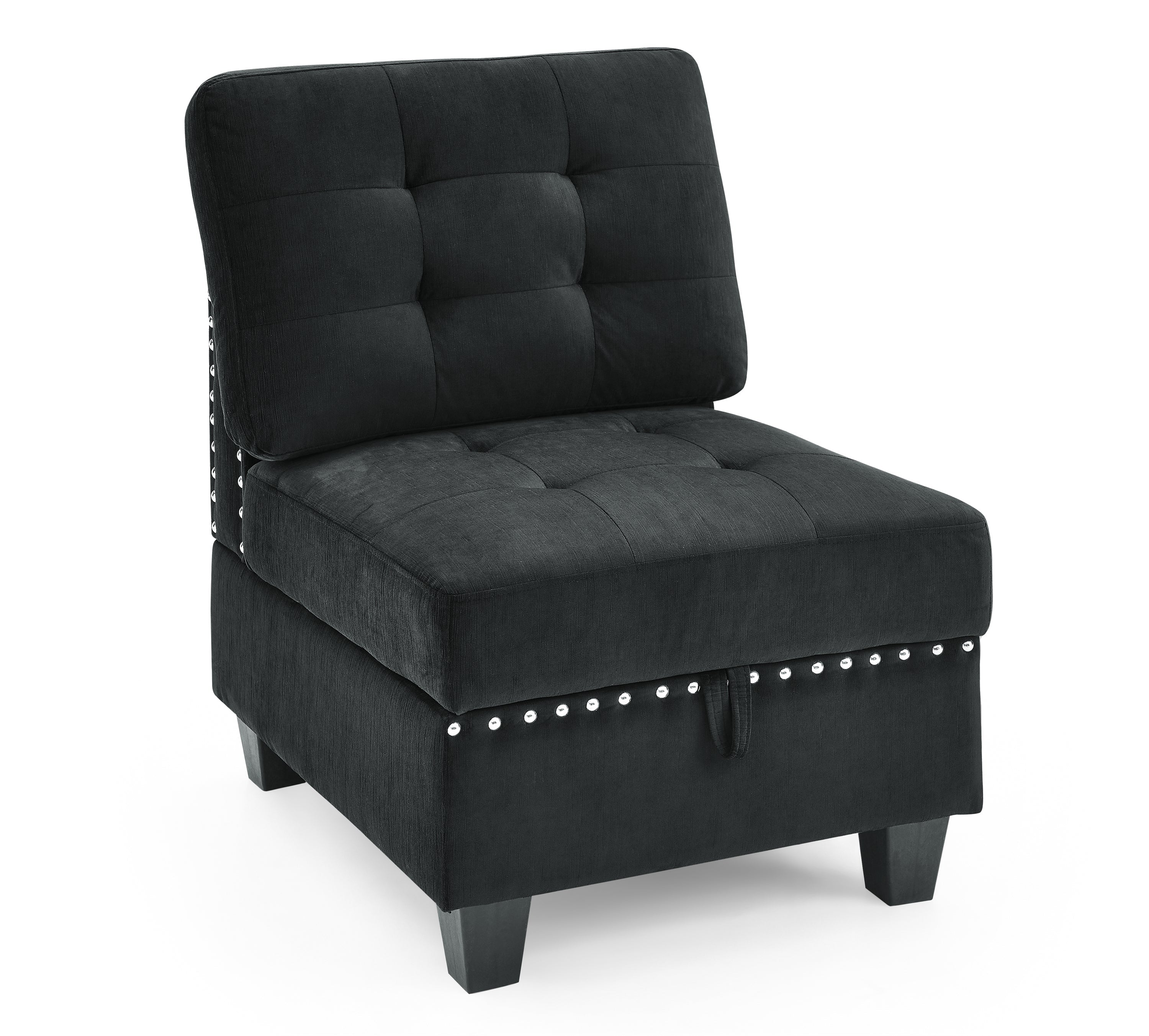 Black Velvet U-Shape Sectional Sofa with Ottomans - DIY Modular-American Furniture Outlet -American Furniture Outlet