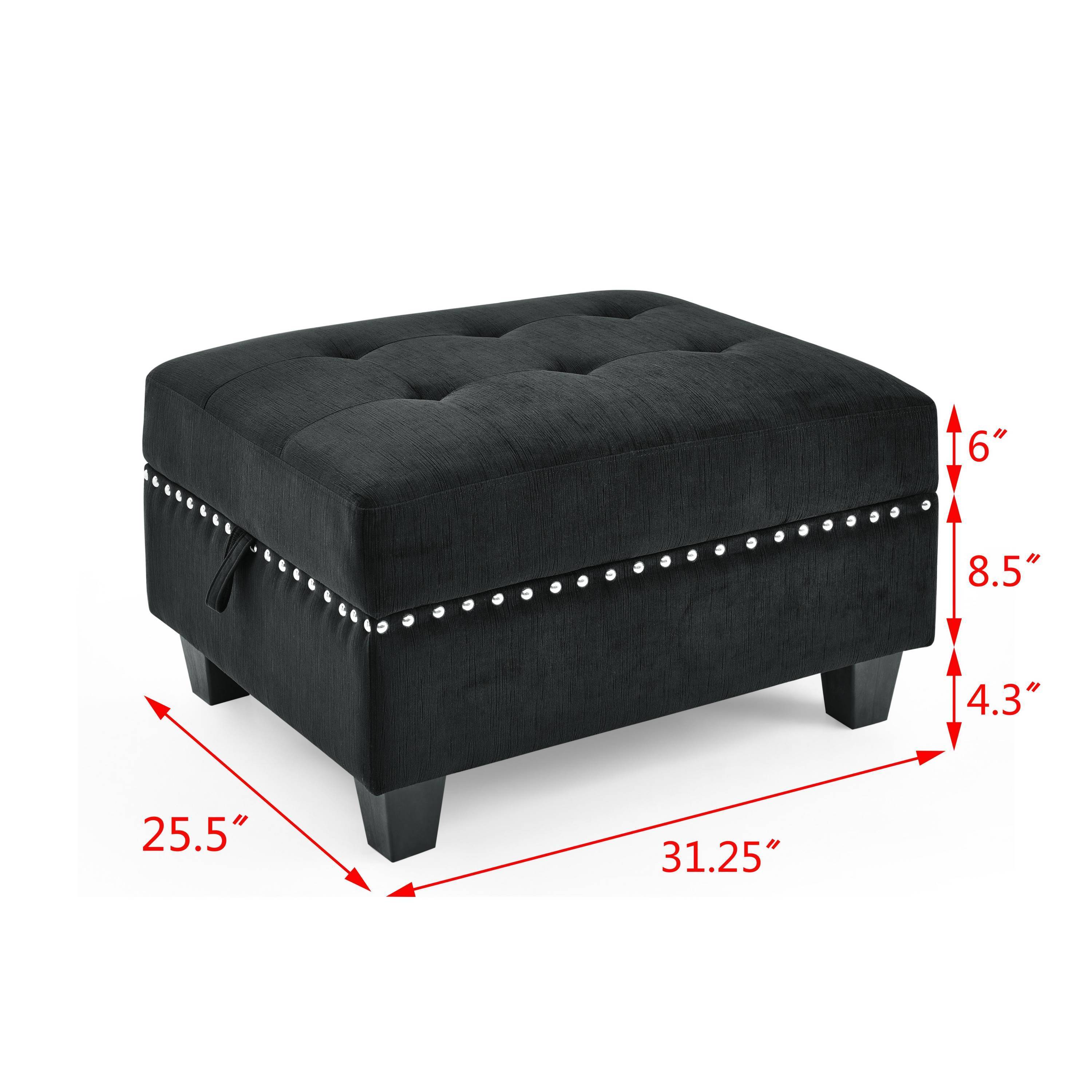 Black Velvet U-Shape Sectional Sofa with Ottomans - DIY Modular-American Furniture Outlet -American Furniture Outlet