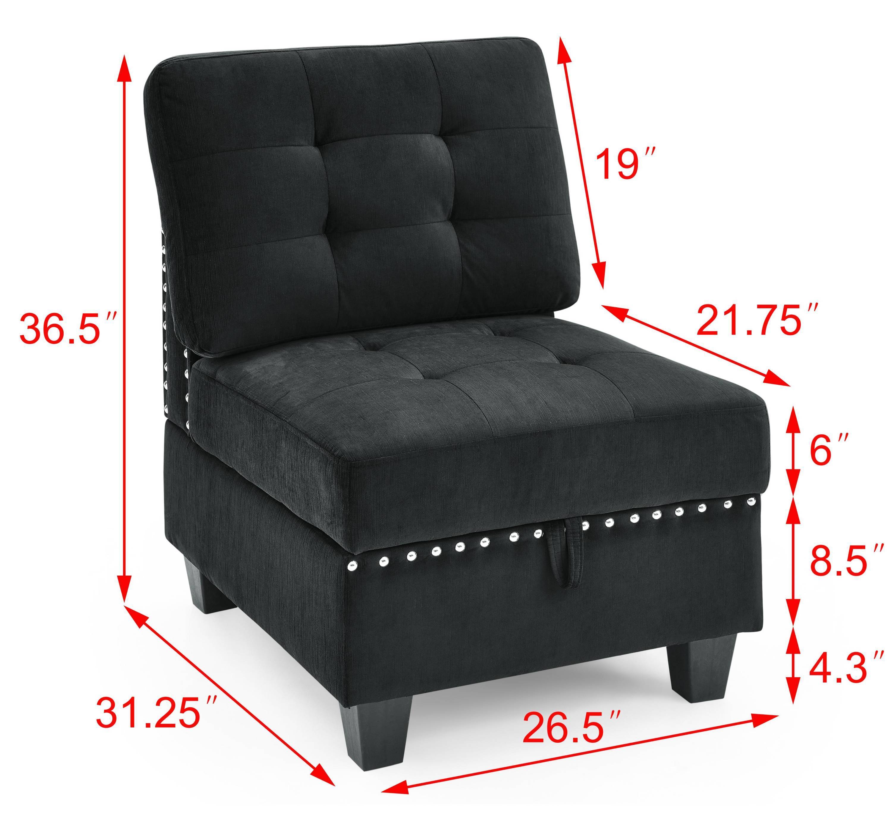 Black Velvet U-Shape Sectional Sofa with Ottomans - DIY Modular-American Furniture Outlet -American Furniture Outlet