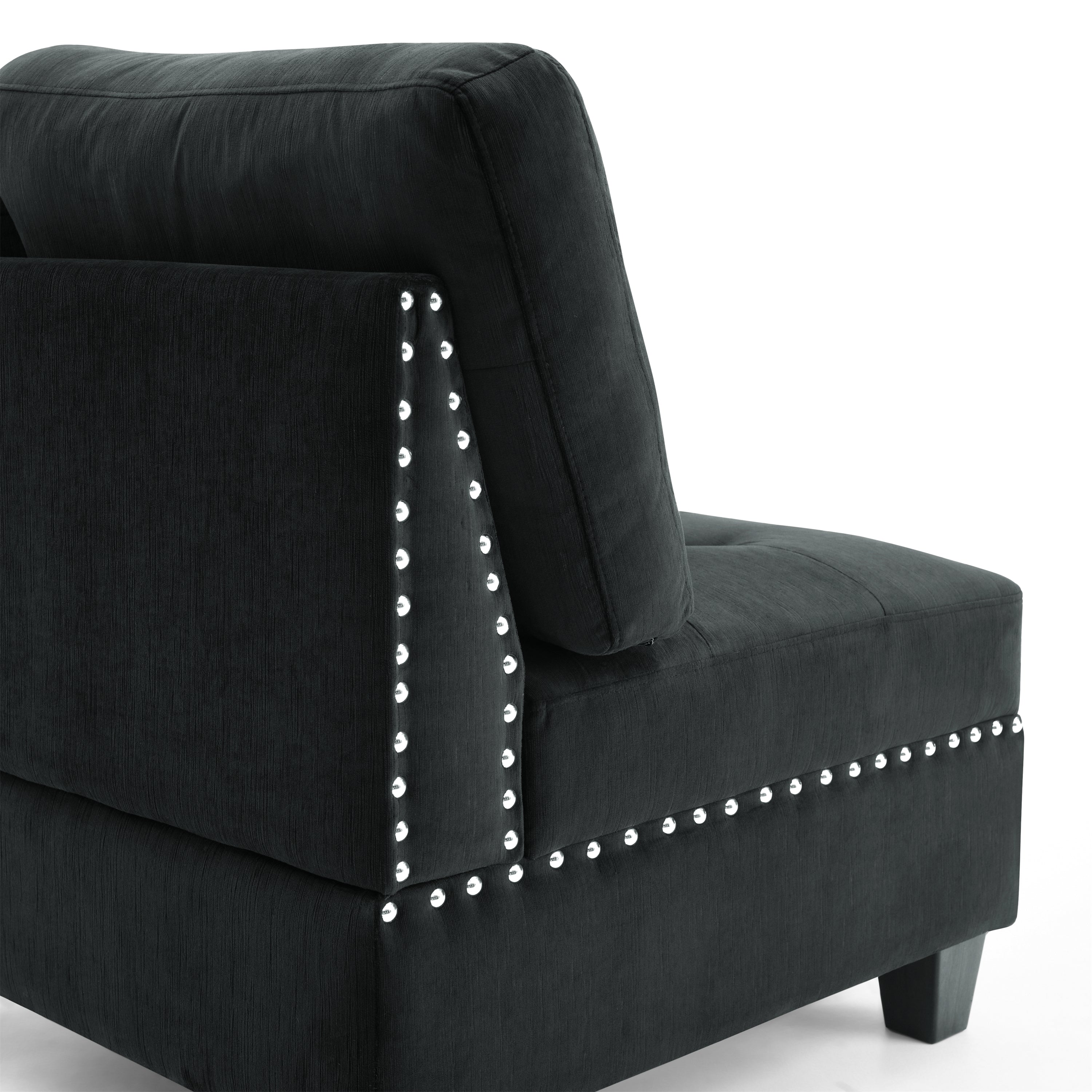 Black Velvet U-Shape Sectional Sofa with Ottomans - DIY Modular-American Furniture Outlet -American Furniture Outlet