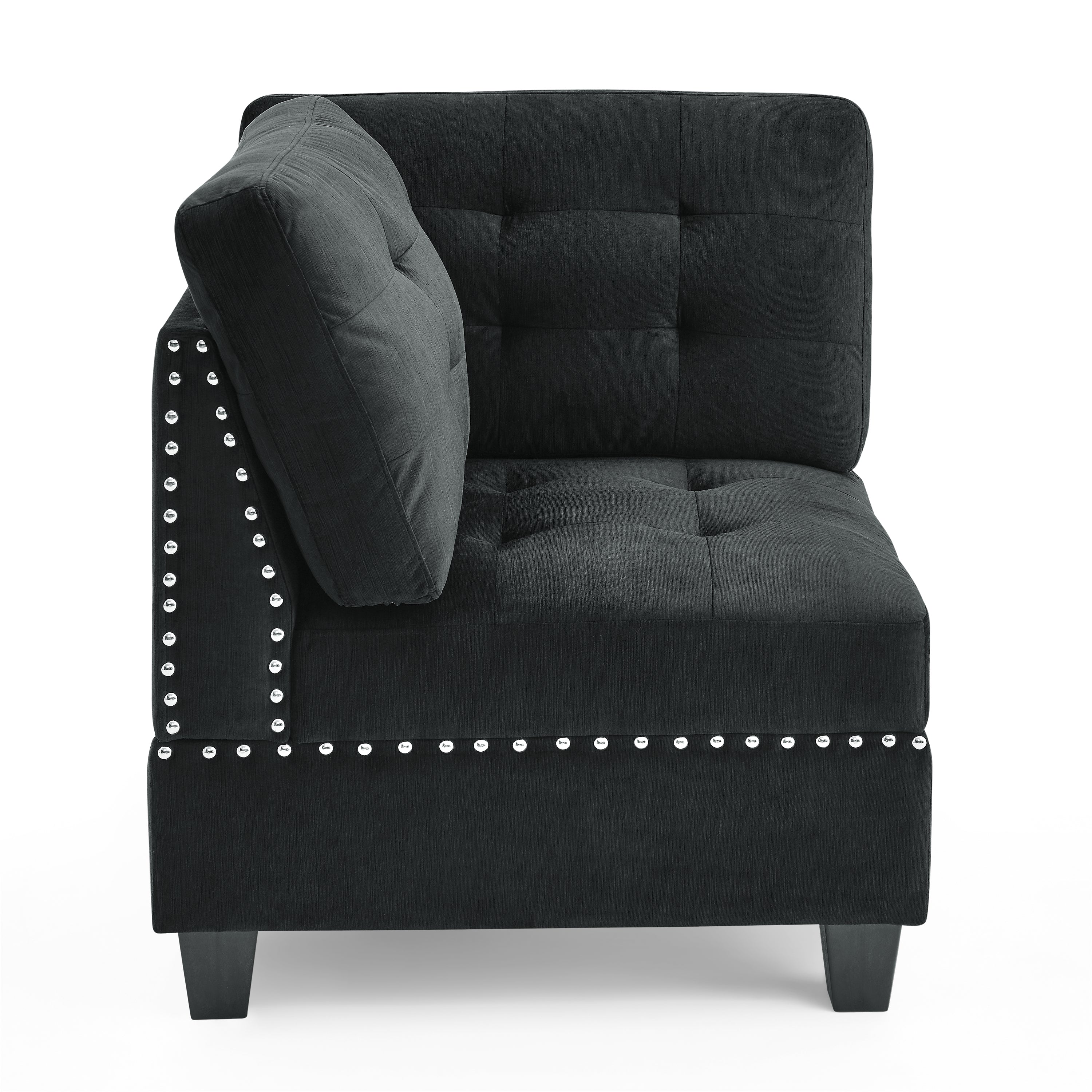 Black Velvet U-Shaped Modular Sectional Sofa with 4 Chairs & 2 Corners-American Furniture Outlet -American Furniture Outlet