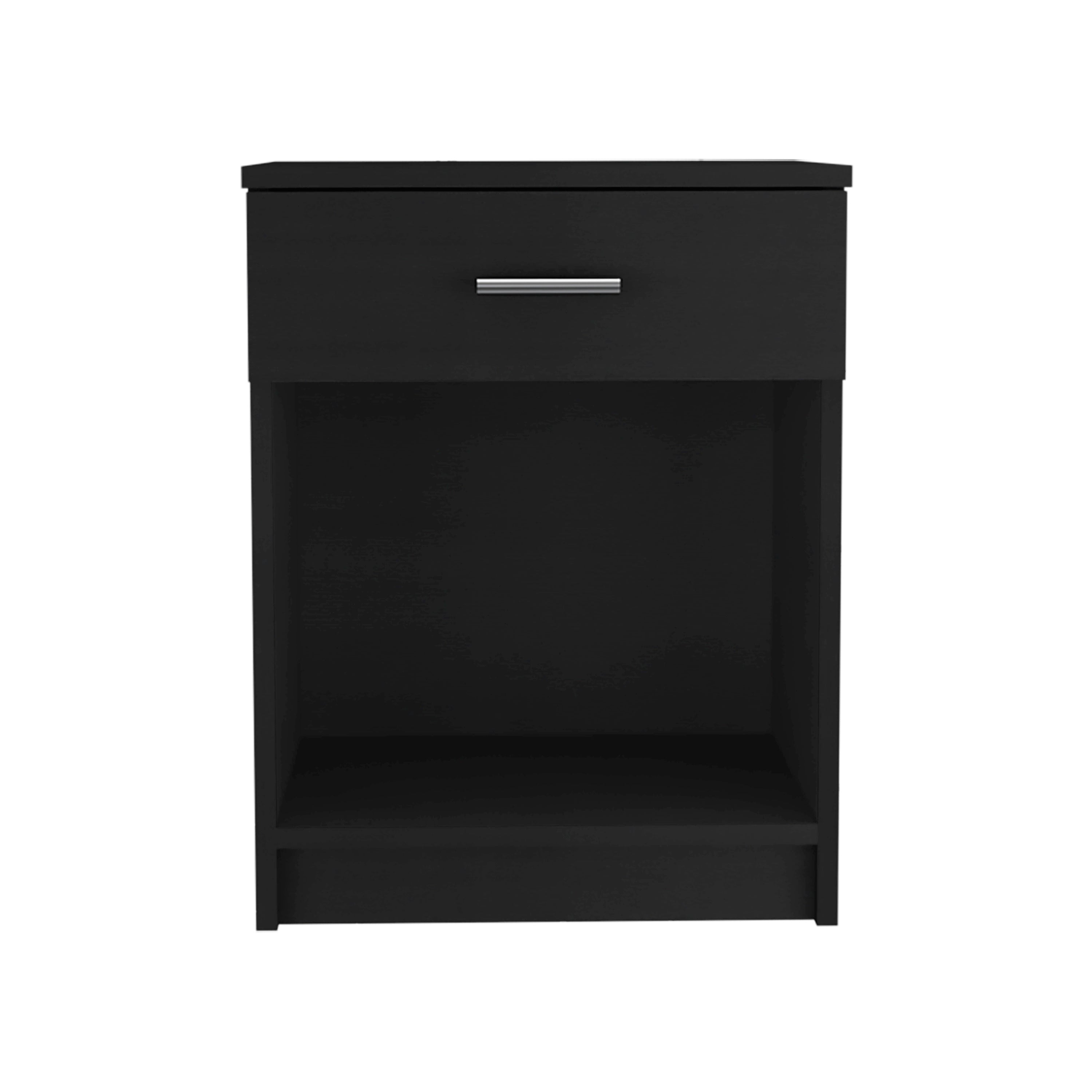 Black Wengue Nightstand w/ Drawer & Shelf-American Furniture Outlet