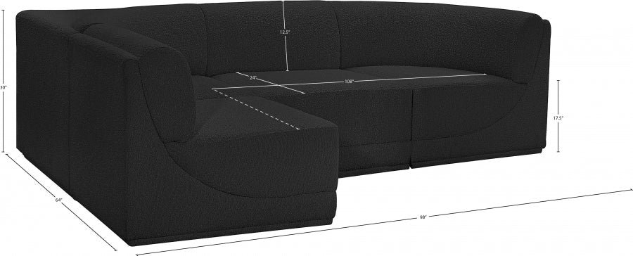 Boucle Fabric Sectional: Ollie - Luxe Comfort & Style-Meridian-American Furniture Outlet