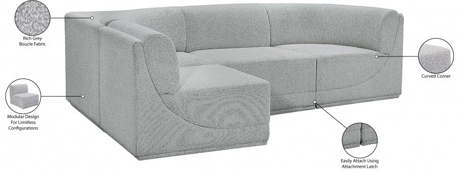 Boucle Fabric Sectional: Ollie - Luxe Comfort & Style-Meridian-American Furniture Outlet