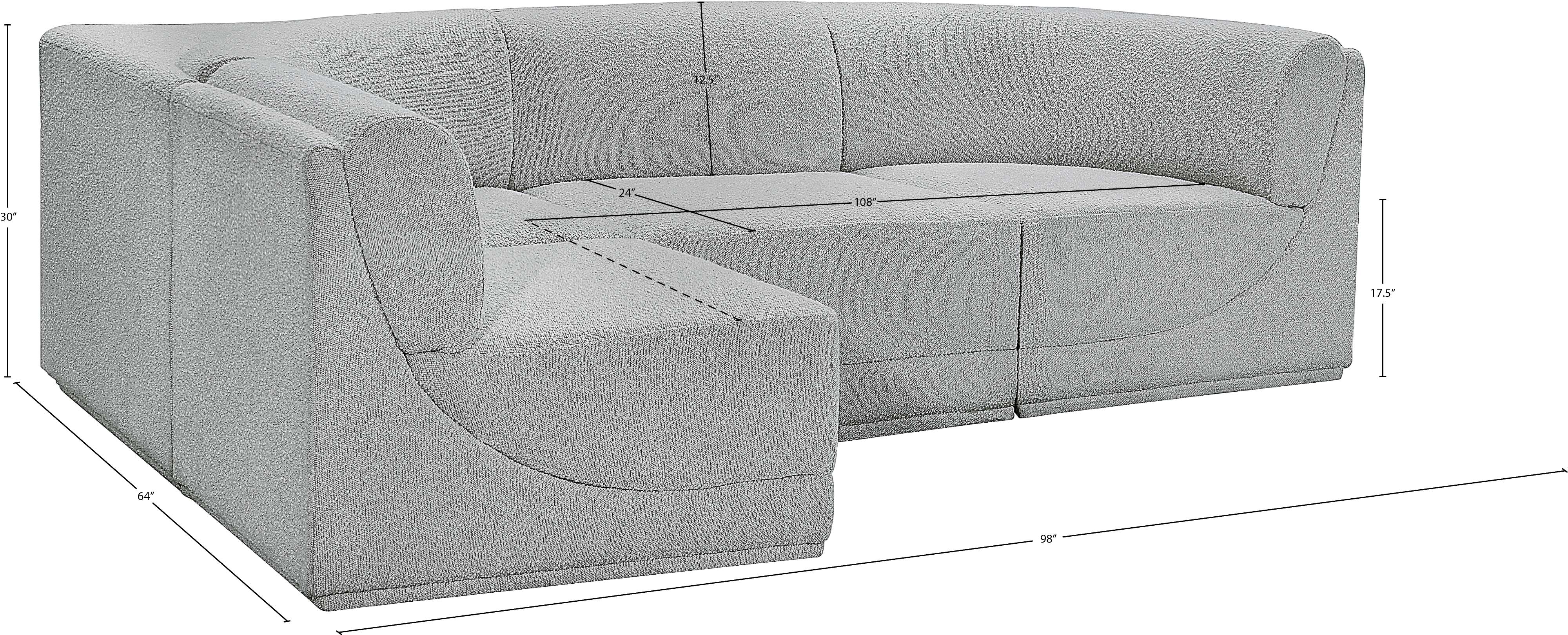 Boucle Fabric Sectional: Ollie - Luxe Comfort & Style-Meridian-American Furniture Outlet