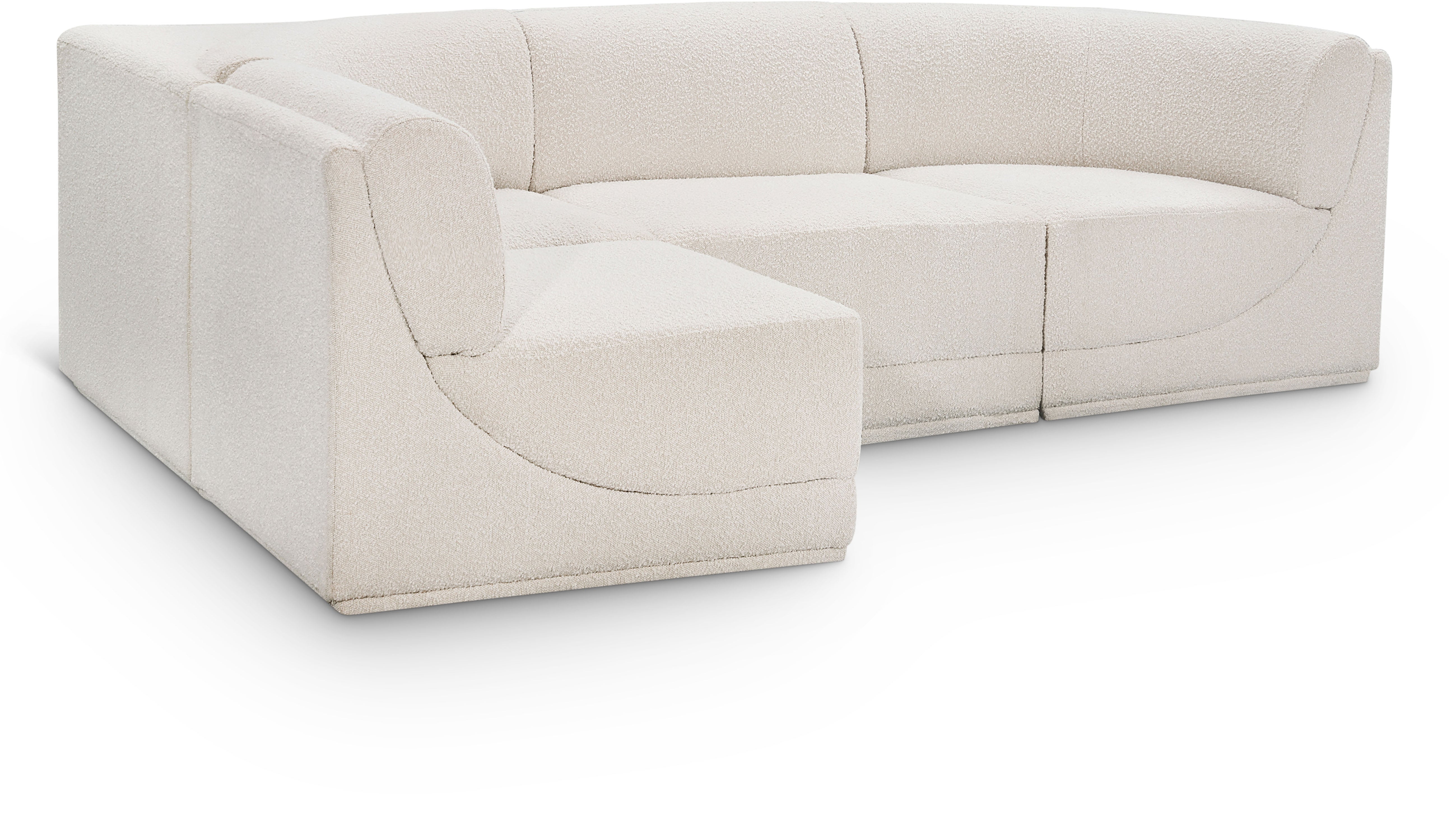 Boucle Fabric Sectional: Ollie - Luxe Comfort & Style-Meridian-American Furniture Outlet