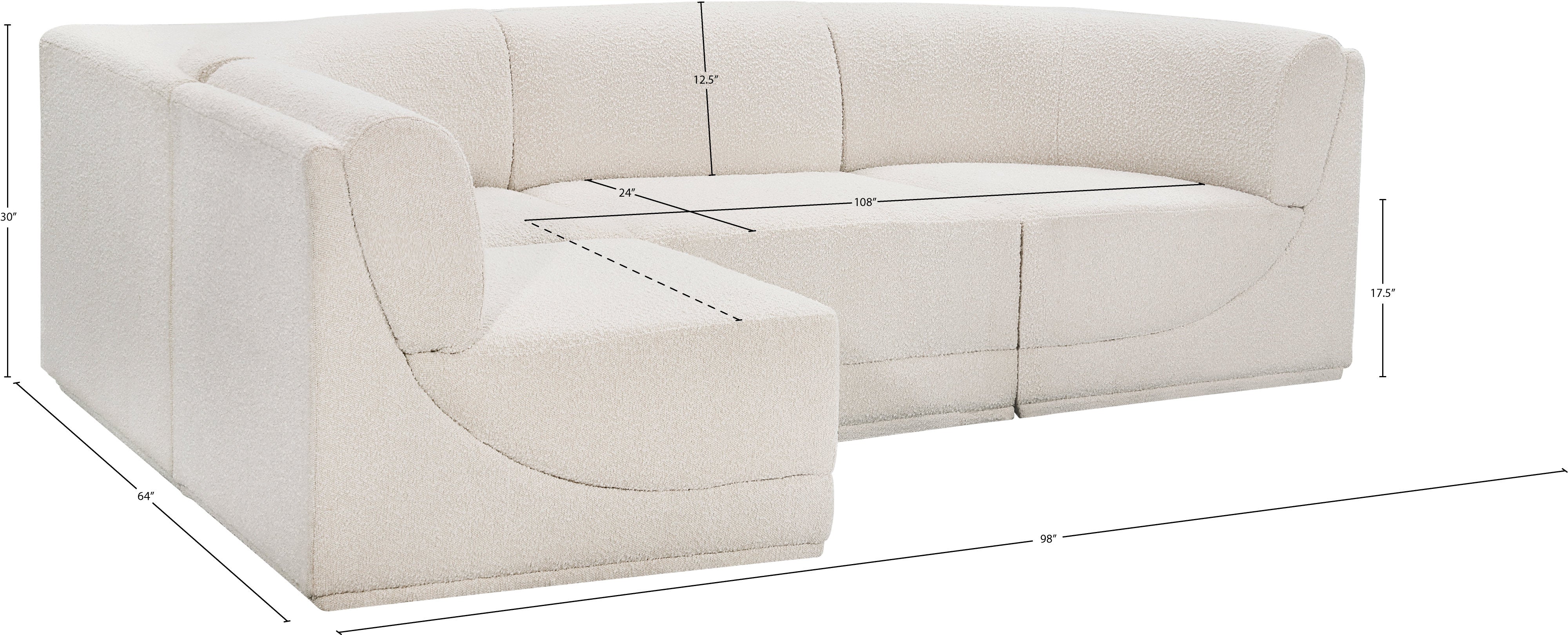 Boucle Fabric Sectional: Ollie - Luxe Comfort & Style-Meridian-American Furniture Outlet