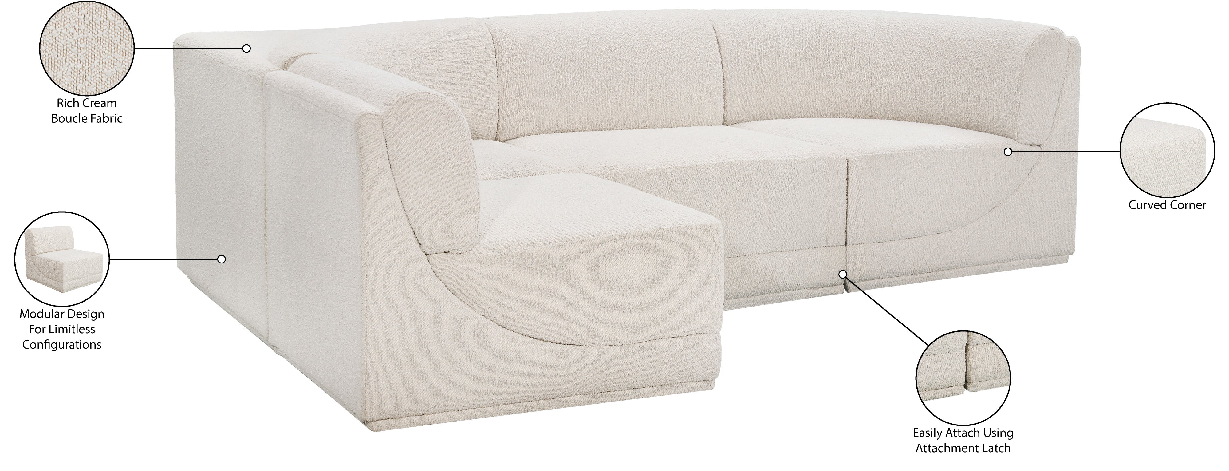 Boucle Fabric Sectional: Ollie - Luxe Comfort & Style-Meridian-American Furniture Outlet