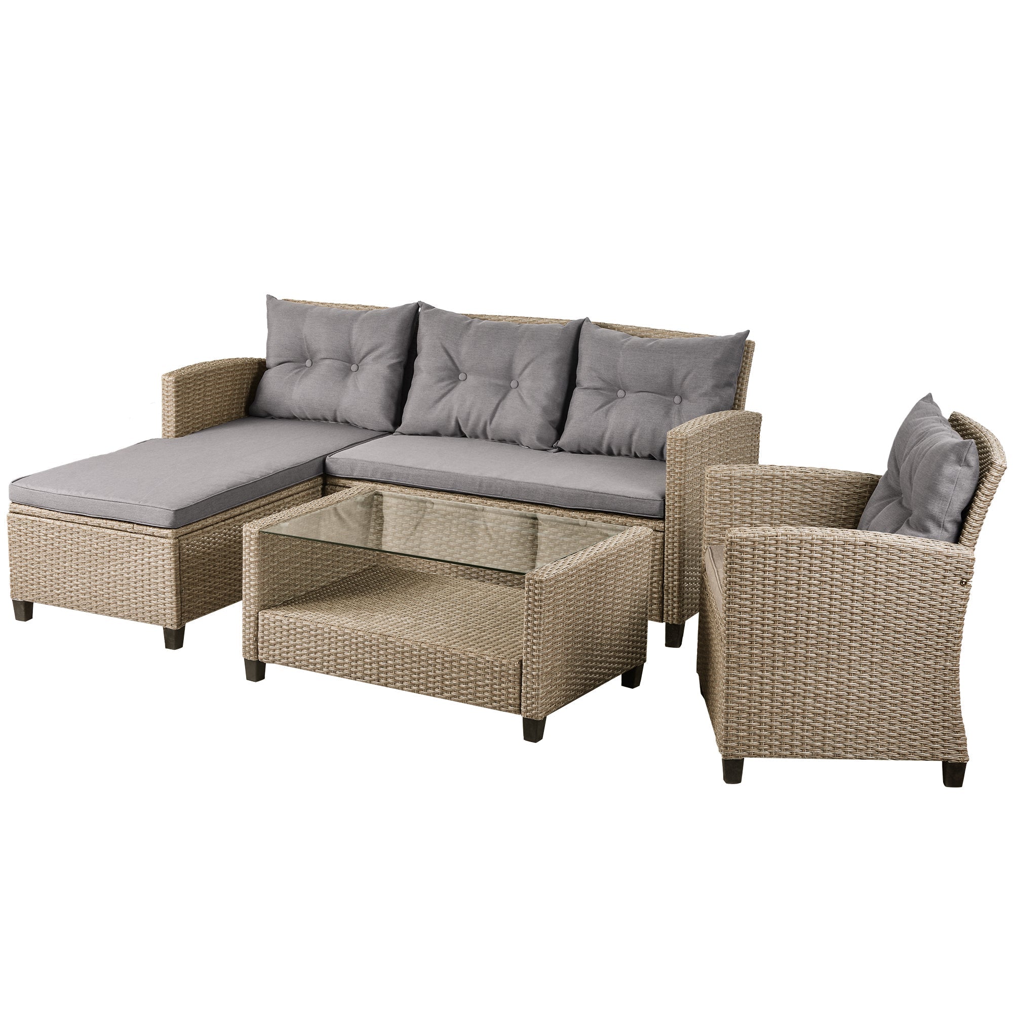 Brown 4-Piece Wicker Patio Sectional Set | Relax in Style-American Furniture Outlet