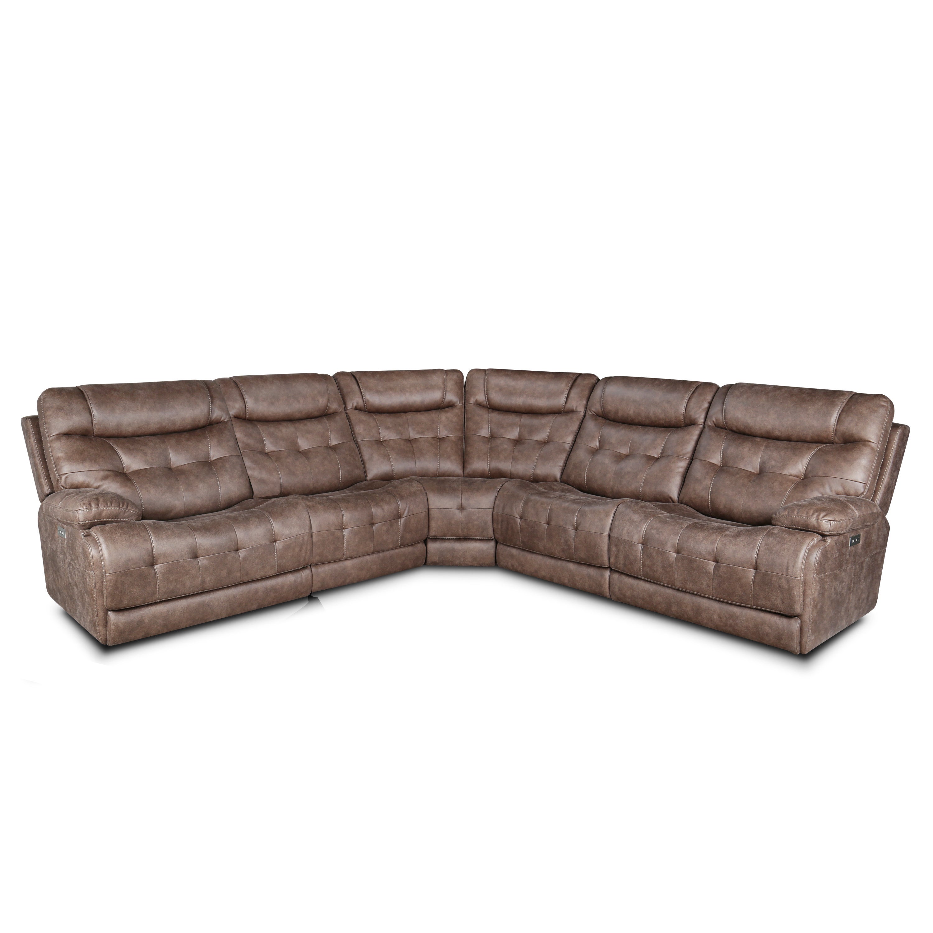 Brown Leather Power Reclining Sectional-American Furniture Outlet -American Furniture Outlet