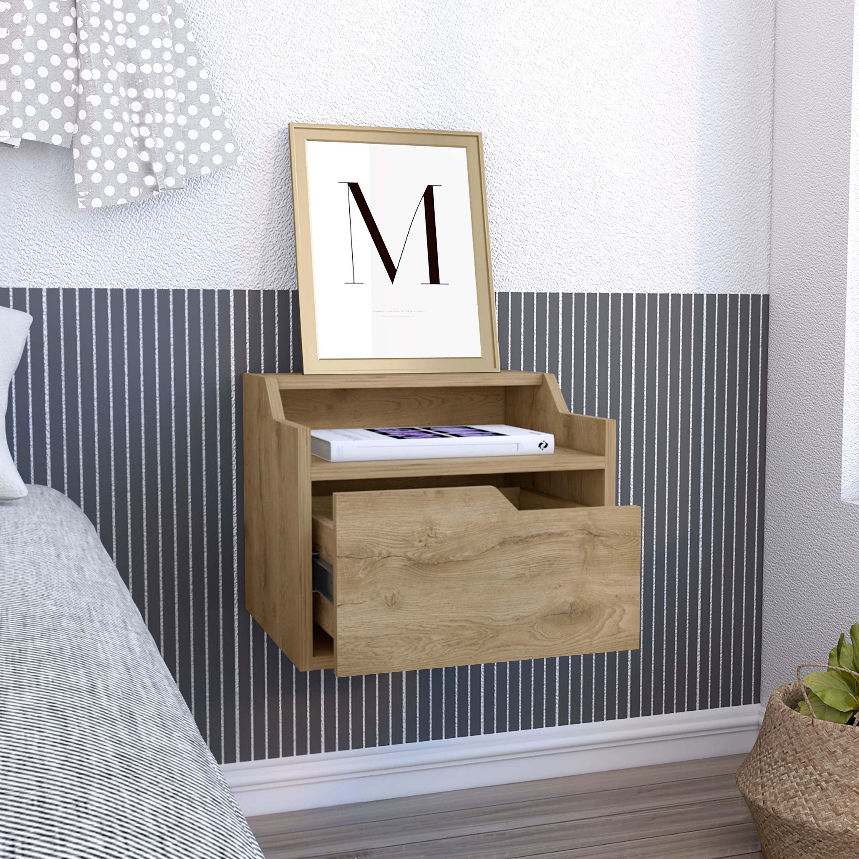 Busan Floating Nightstand - Modern End Table-American Furniture Outlet