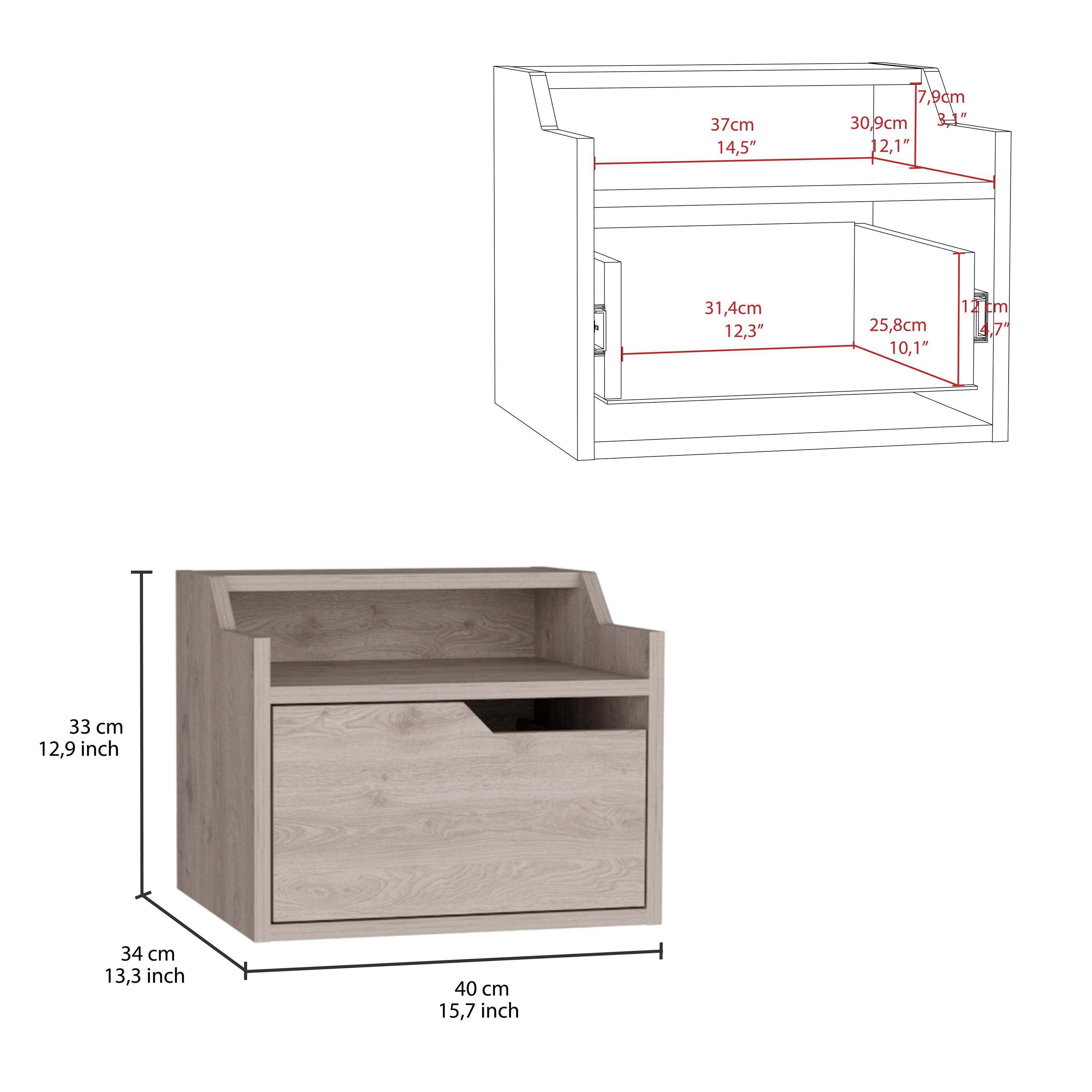 Busan Modern Floating Nightstand - Light Grey-American Furniture Outlet