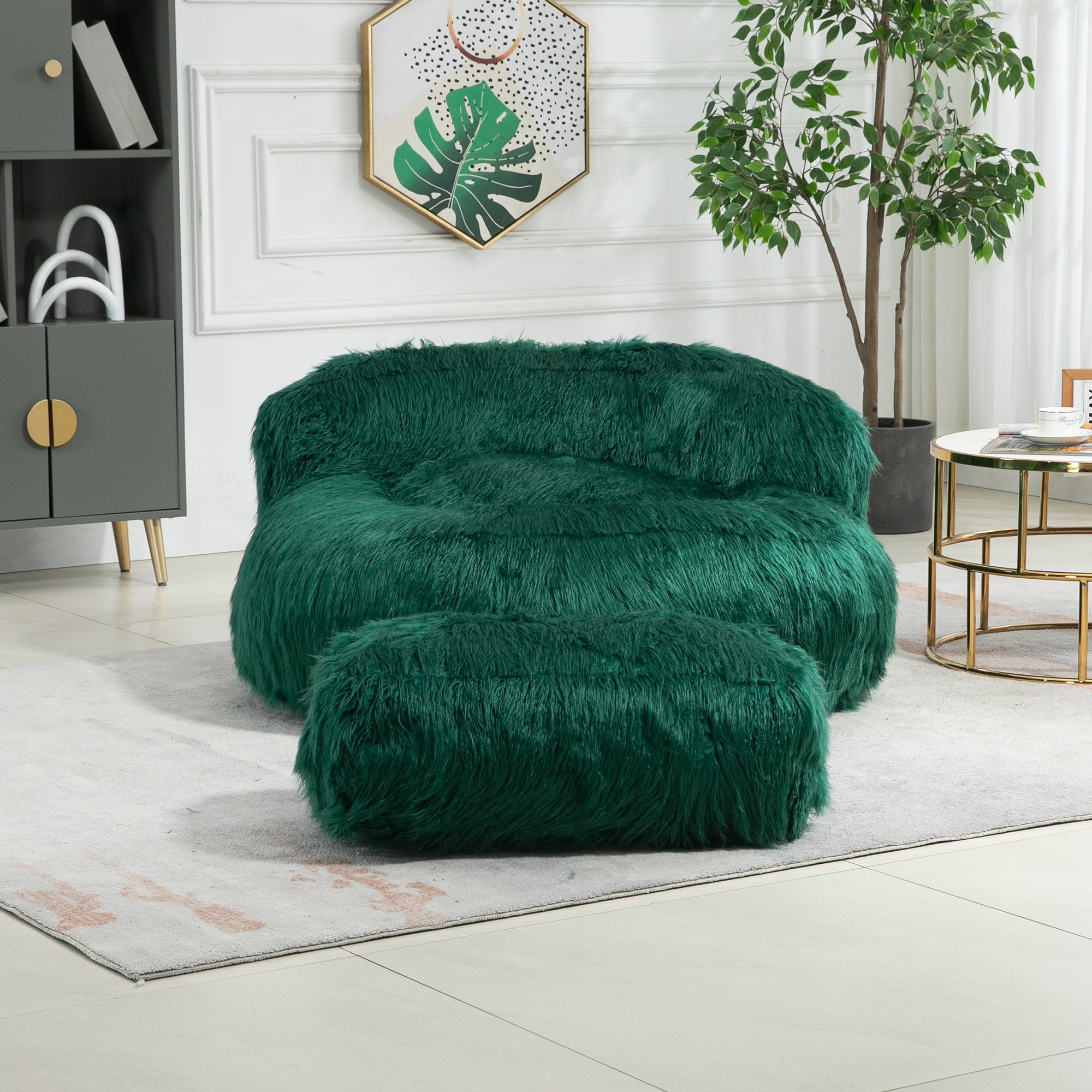 COOLMORE Bean Bag Chair with Ottoman-American Furniture Outlet