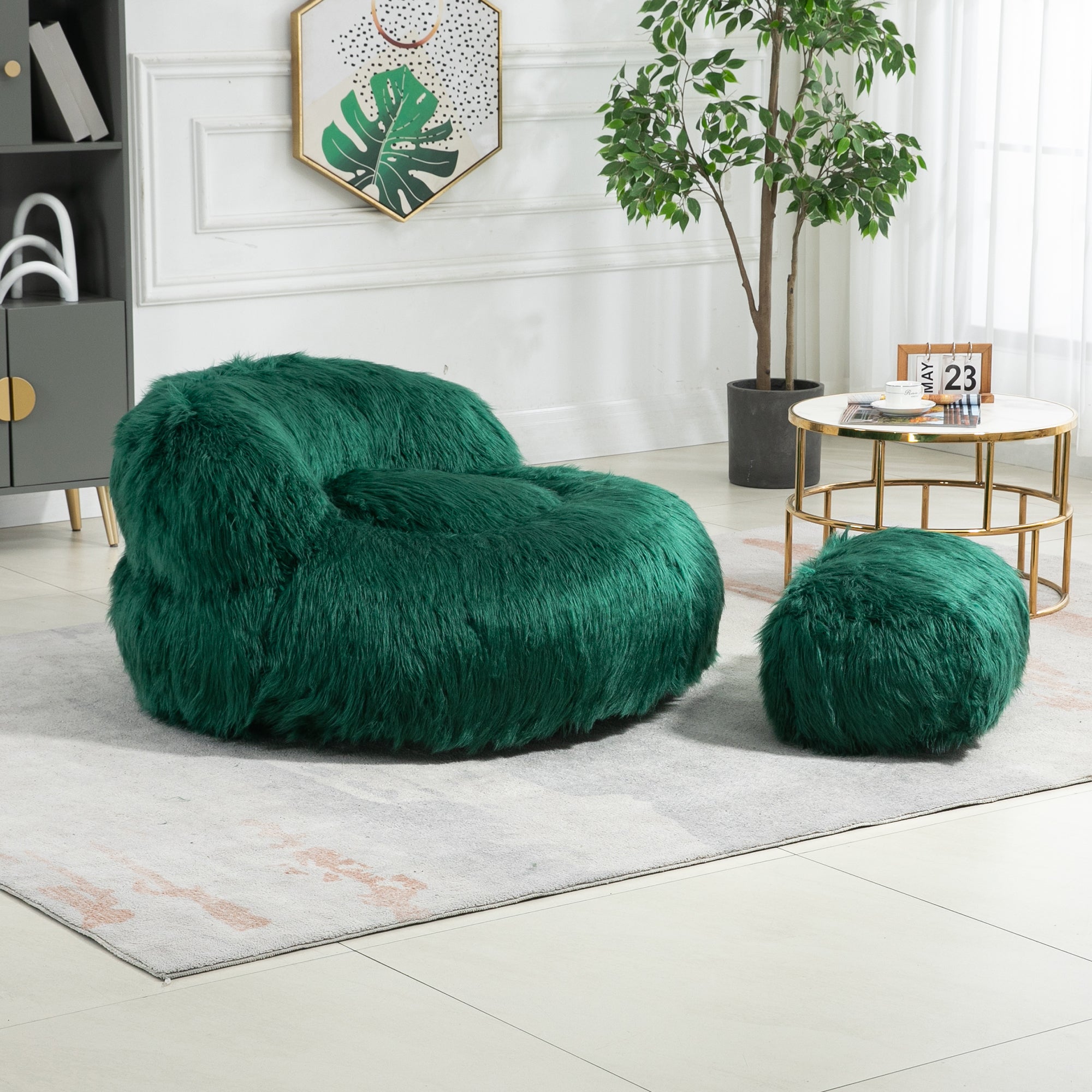 COOLMORE Bean Bag Chair with Ottoman-American Furniture Outlet