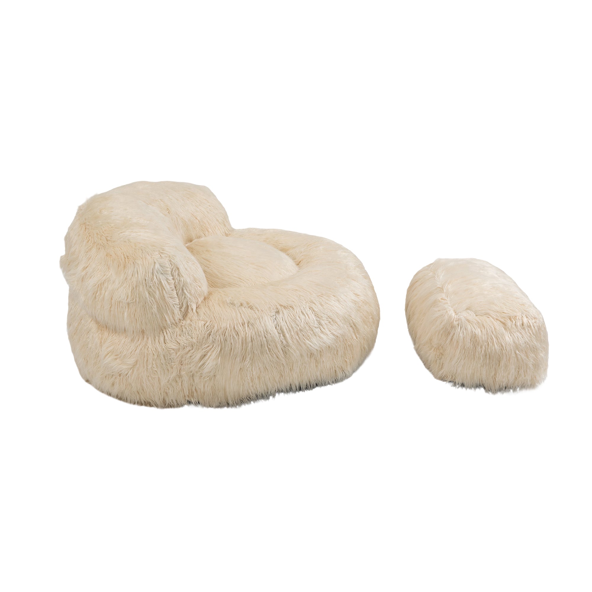 COOLMORE Bean Bag Chair with Ottoman - Beige-American Furniture Outlet