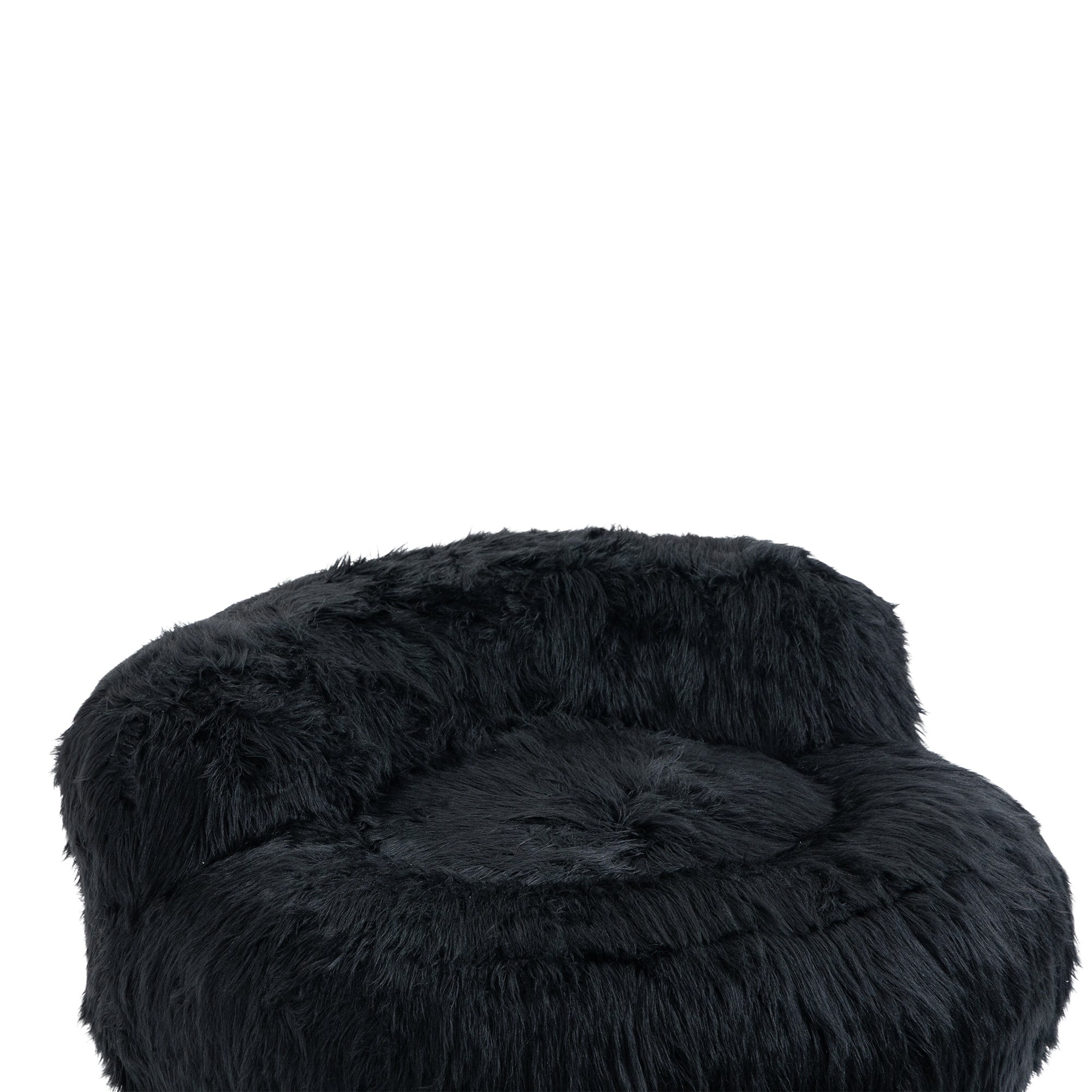 COOLMORE Bean Bag Chair with Ottoman - Black-American Furniture Outlet