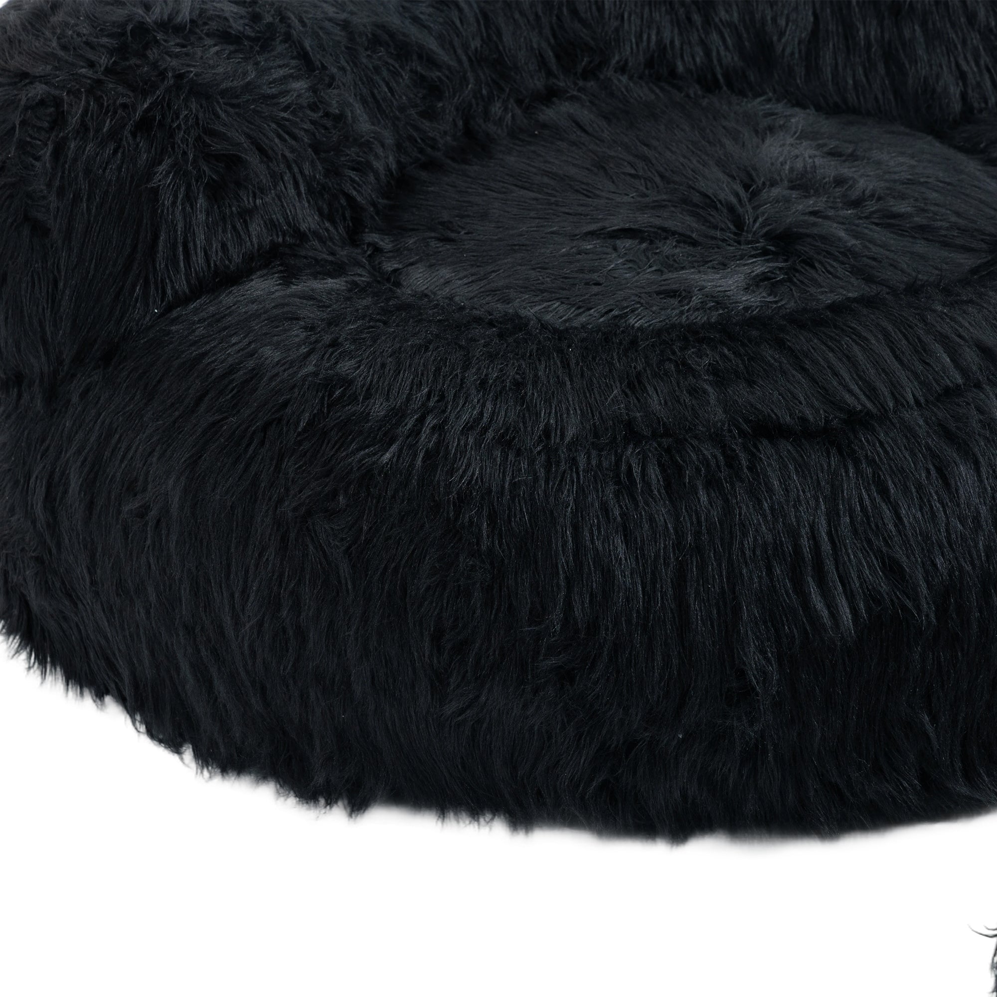 COOLMORE Bean Bag Chair with Ottoman - Black-American Furniture Outlet