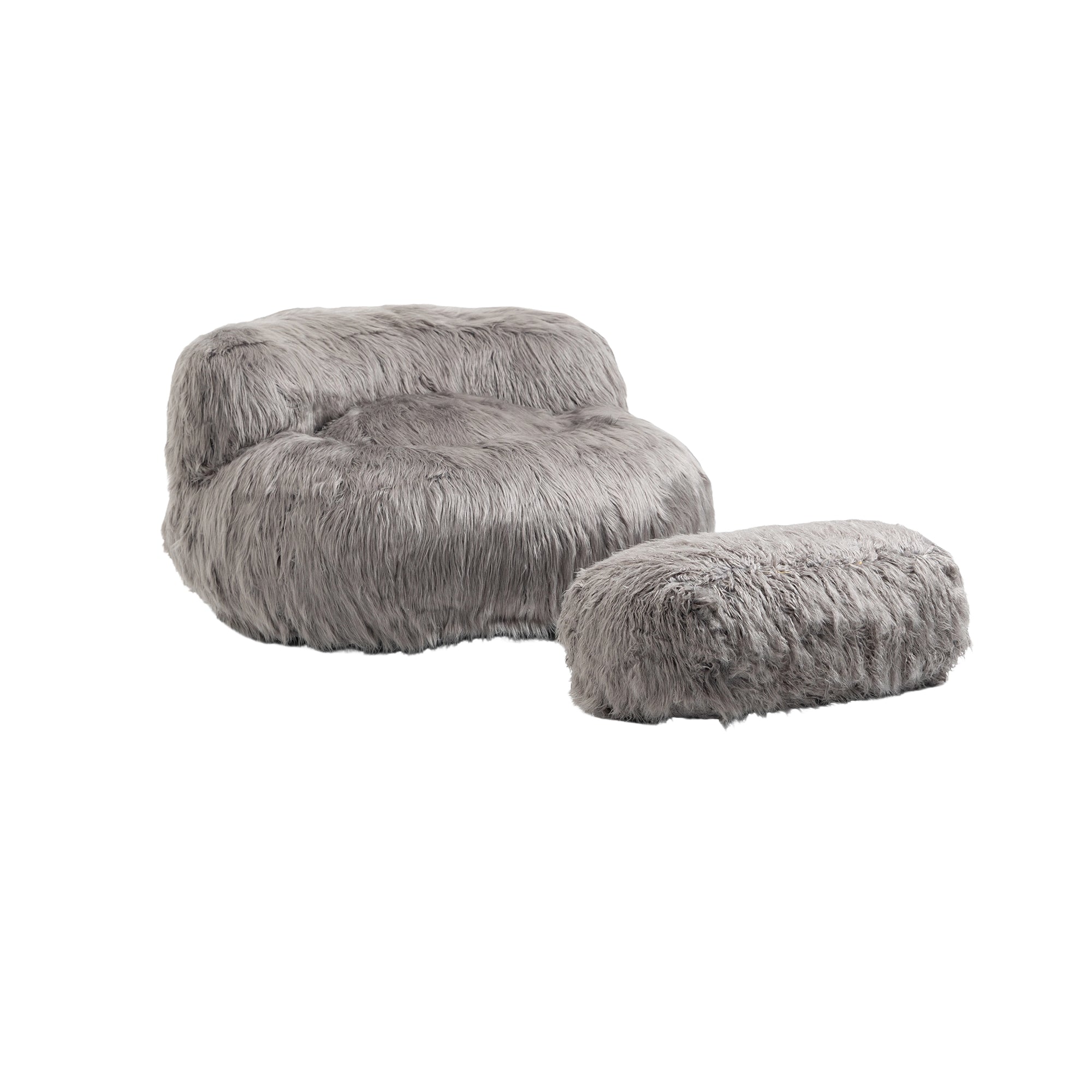 COOLMORE Bean Bag Chair with Ottoman - Gray-American Furniture Outlet