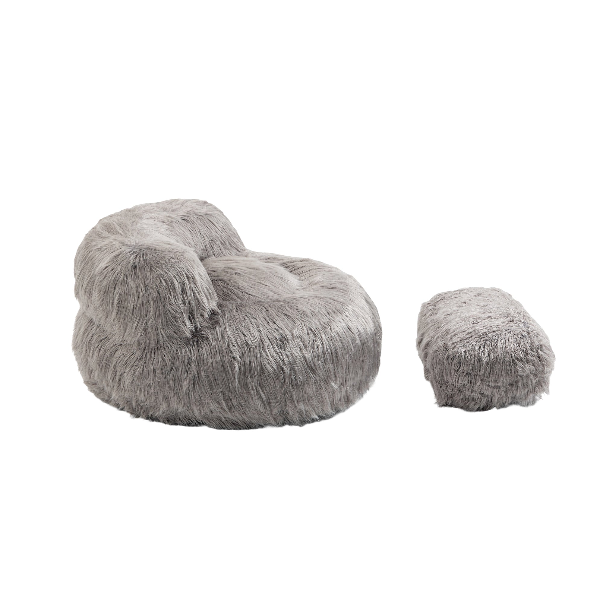 COOLMORE Bean Bag Chair with Ottoman - Gray-American Furniture Outlet