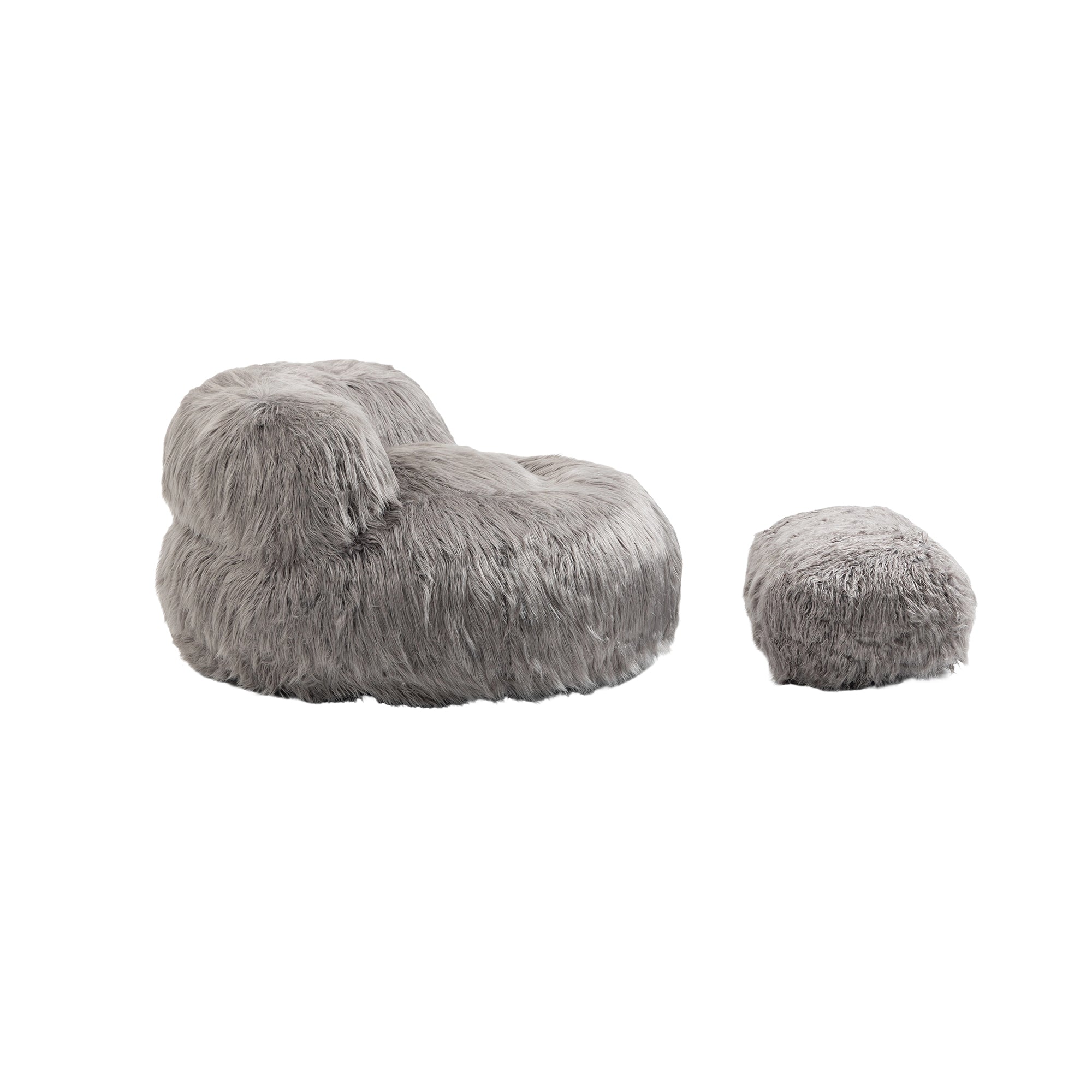 COOLMORE Bean Bag Chair with Ottoman - Gray-American Furniture Outlet