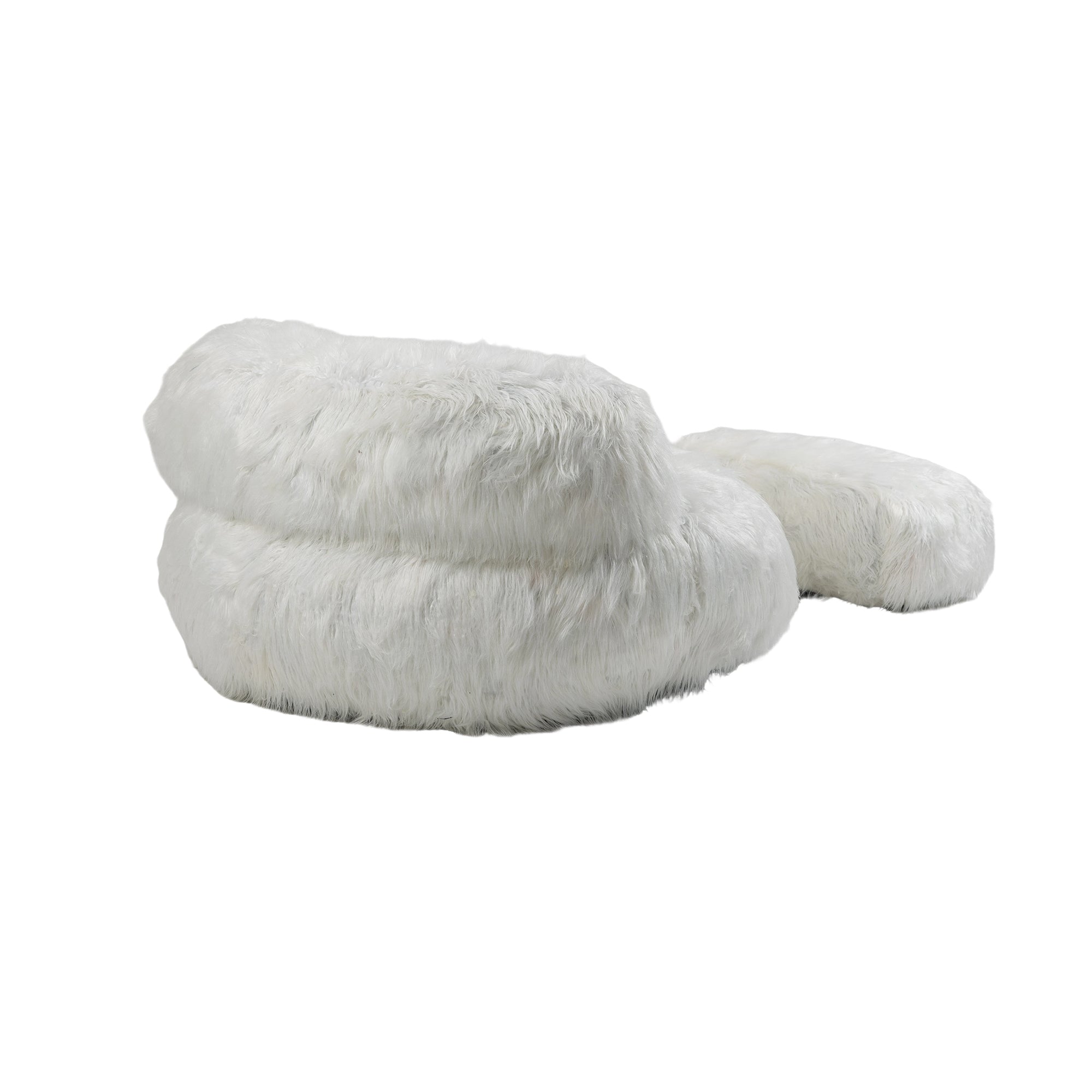 COOLMORE Bean Bag Chair with Ottoman - White-American Furniture Outlet