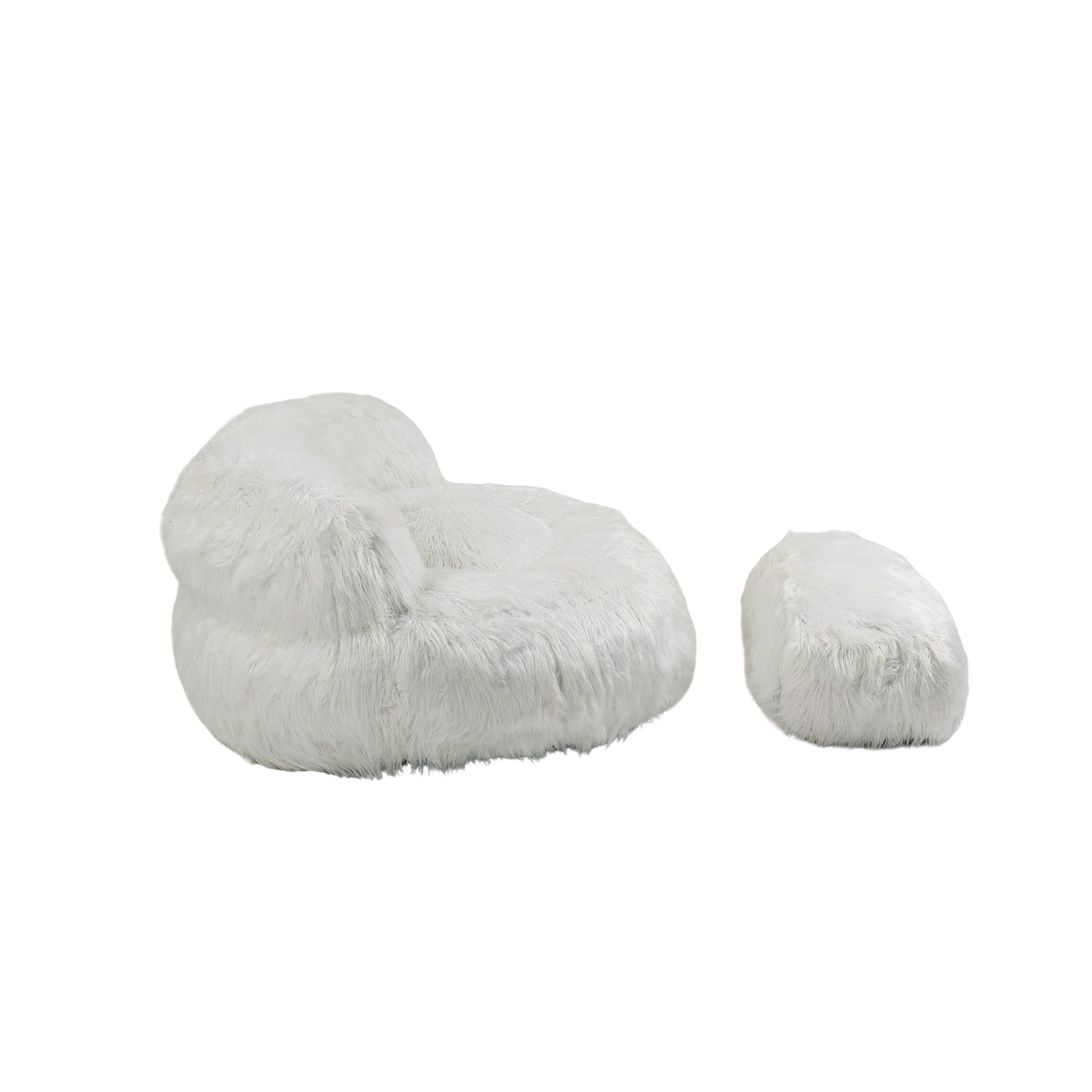 COOLMORE Bean Bag Chair with Ottoman - White-American Furniture Outlet