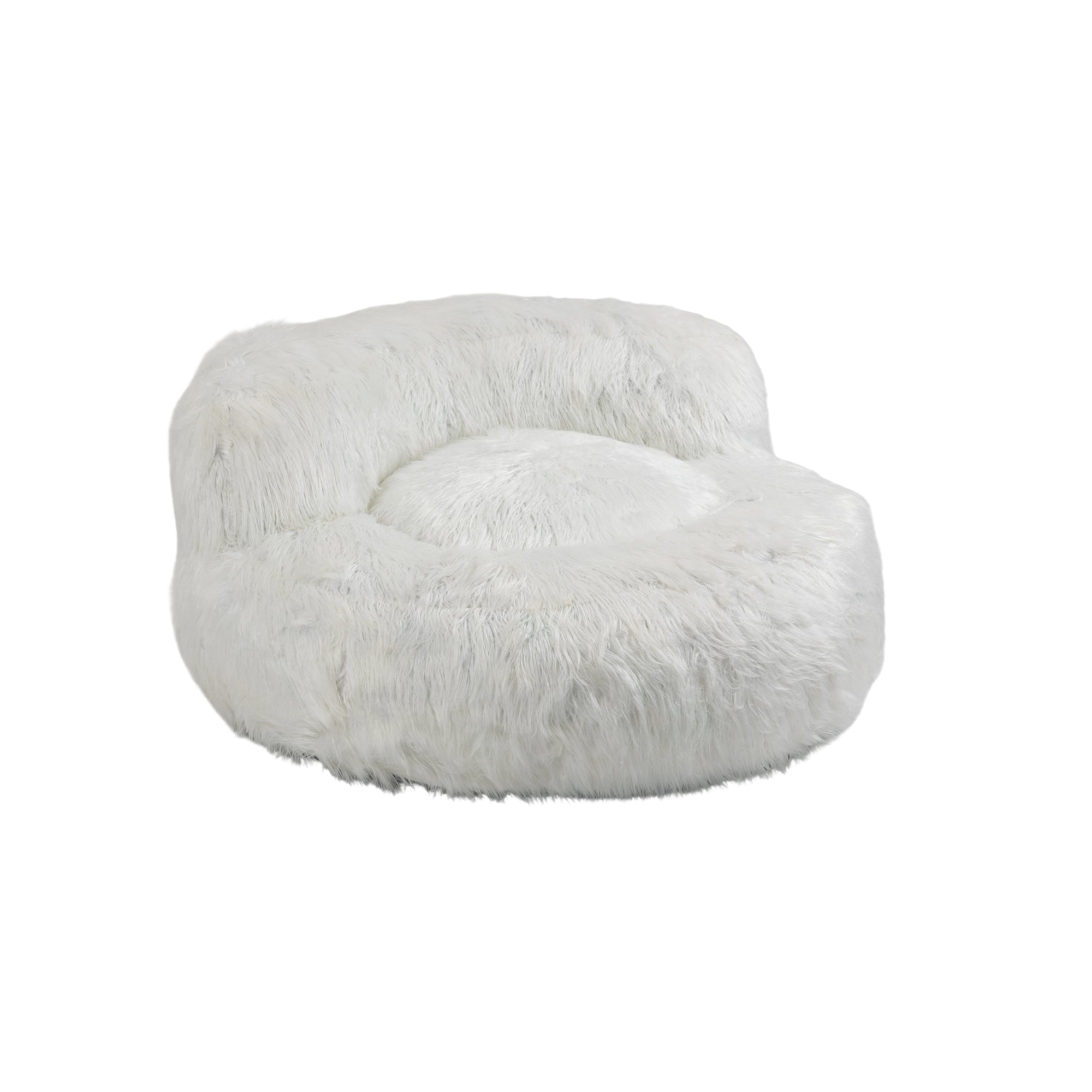 COOLMORE Bean Bag Chair with Ottoman - White-American Furniture Outlet