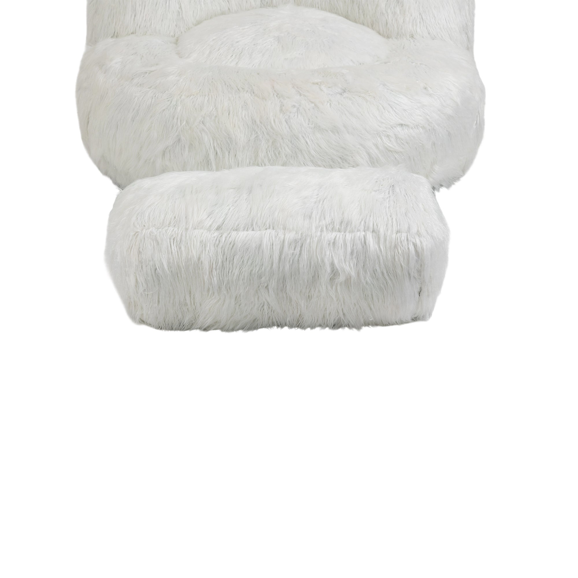 COOLMORE Bean Bag Chair with Ottoman - White-American Furniture Outlet