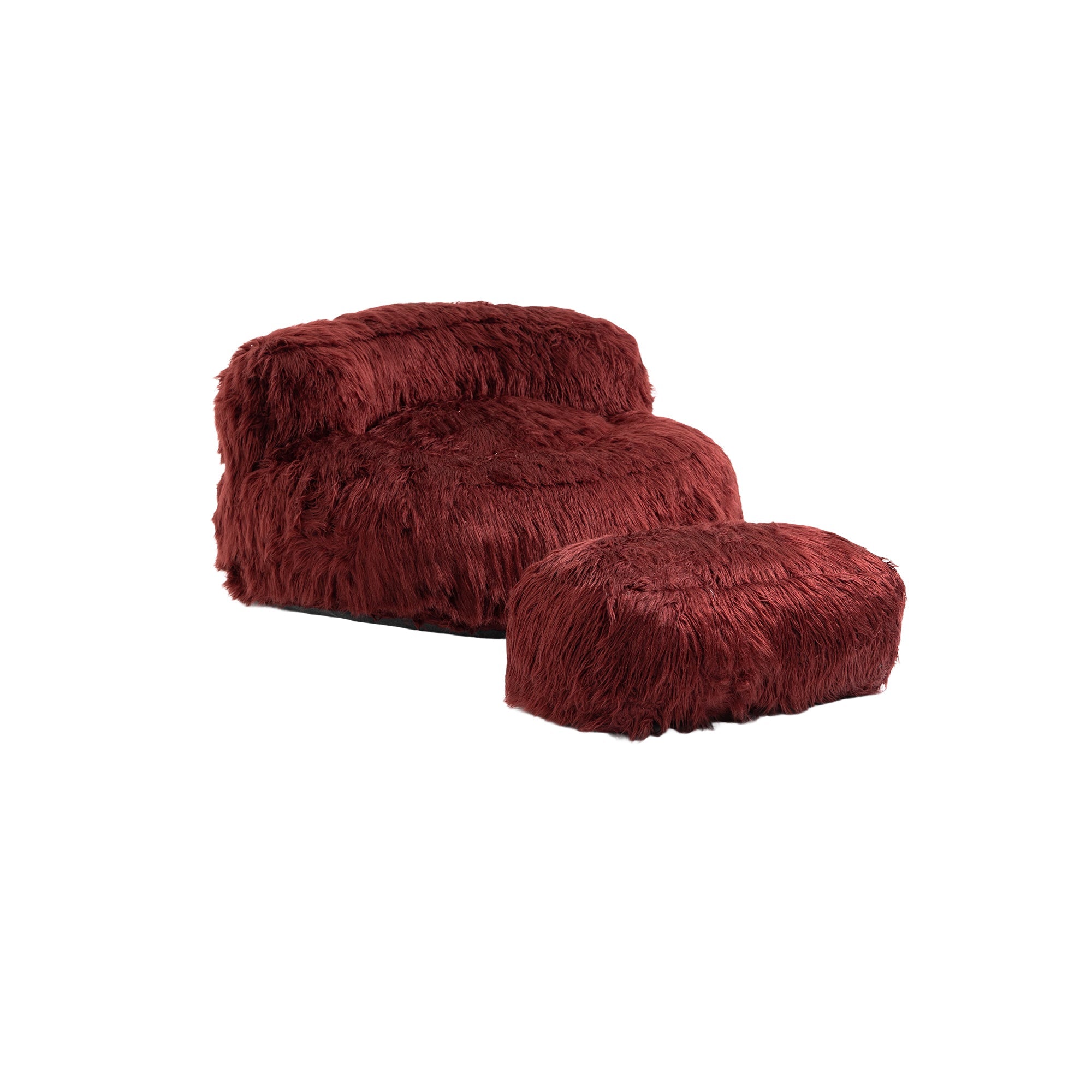 COOLMORE Bean Bag Chair with Ottoman - Wine Red-American Furniture Outlet