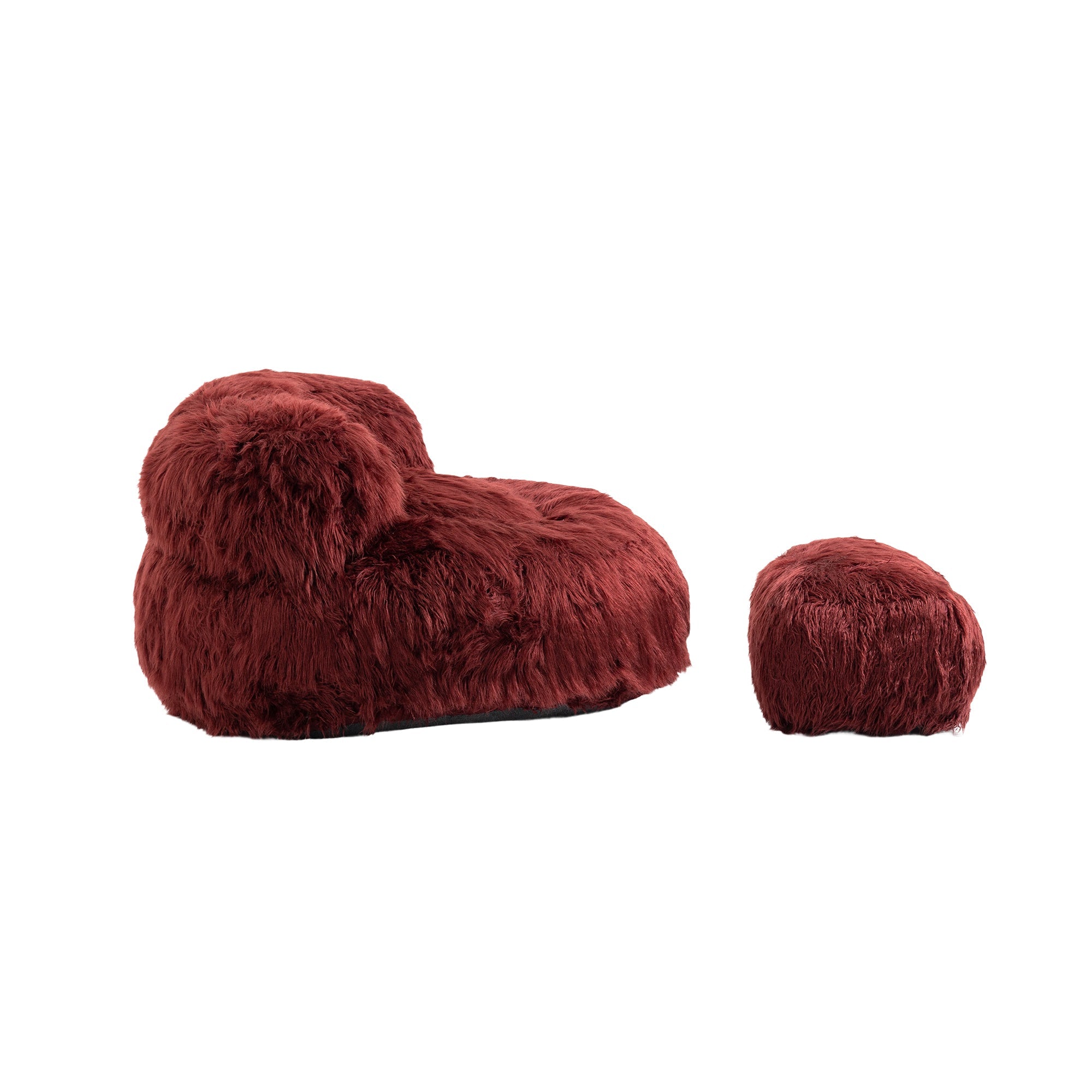 COOLMORE Bean Bag Chair with Ottoman - Wine Red-American Furniture Outlet