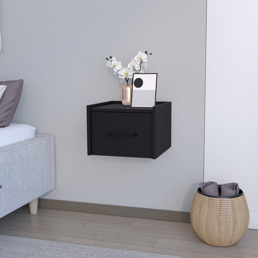 Calion Floating Nightstand - Black-American Furniture Outlet