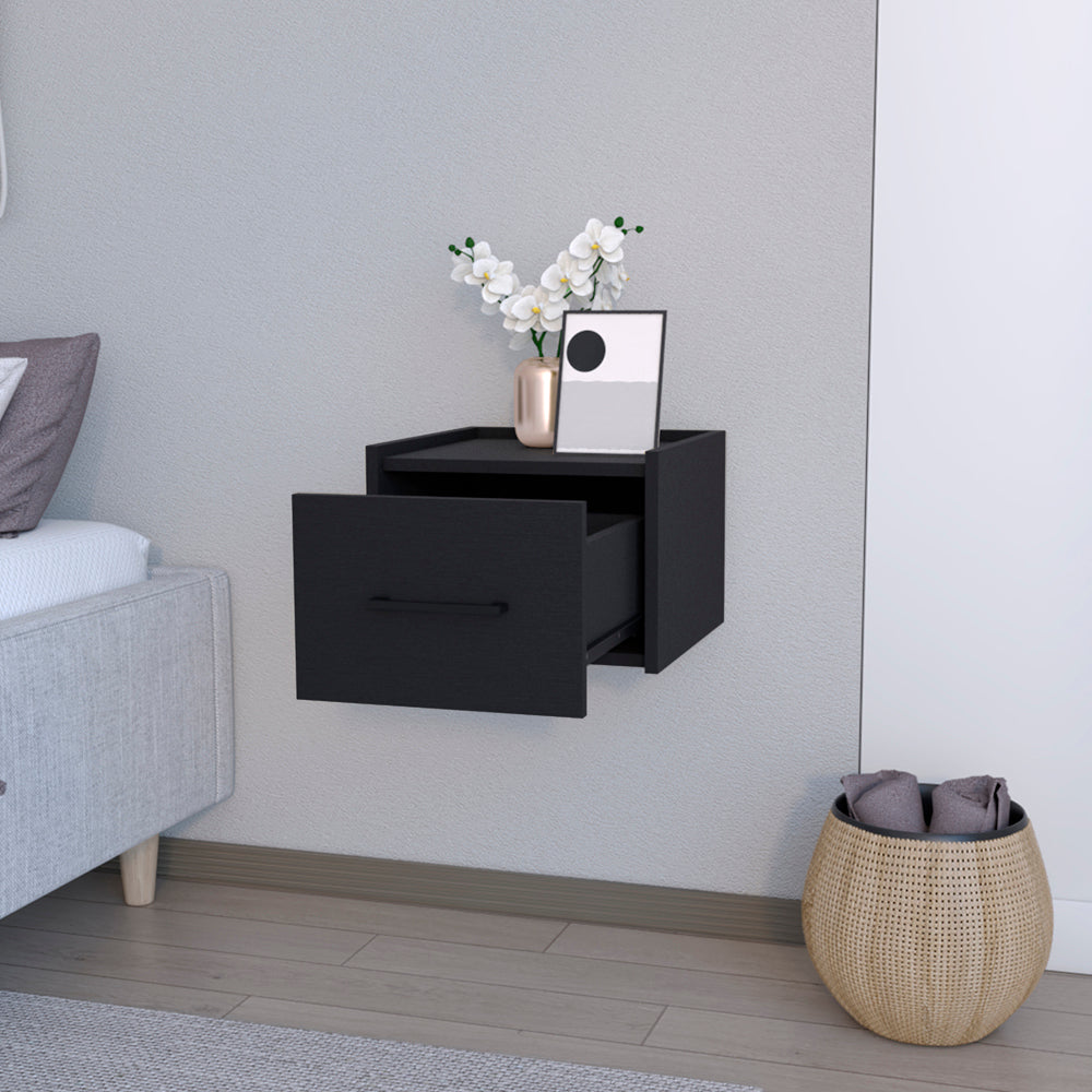 Calion Floating Nightstand - Black-American Furniture Outlet