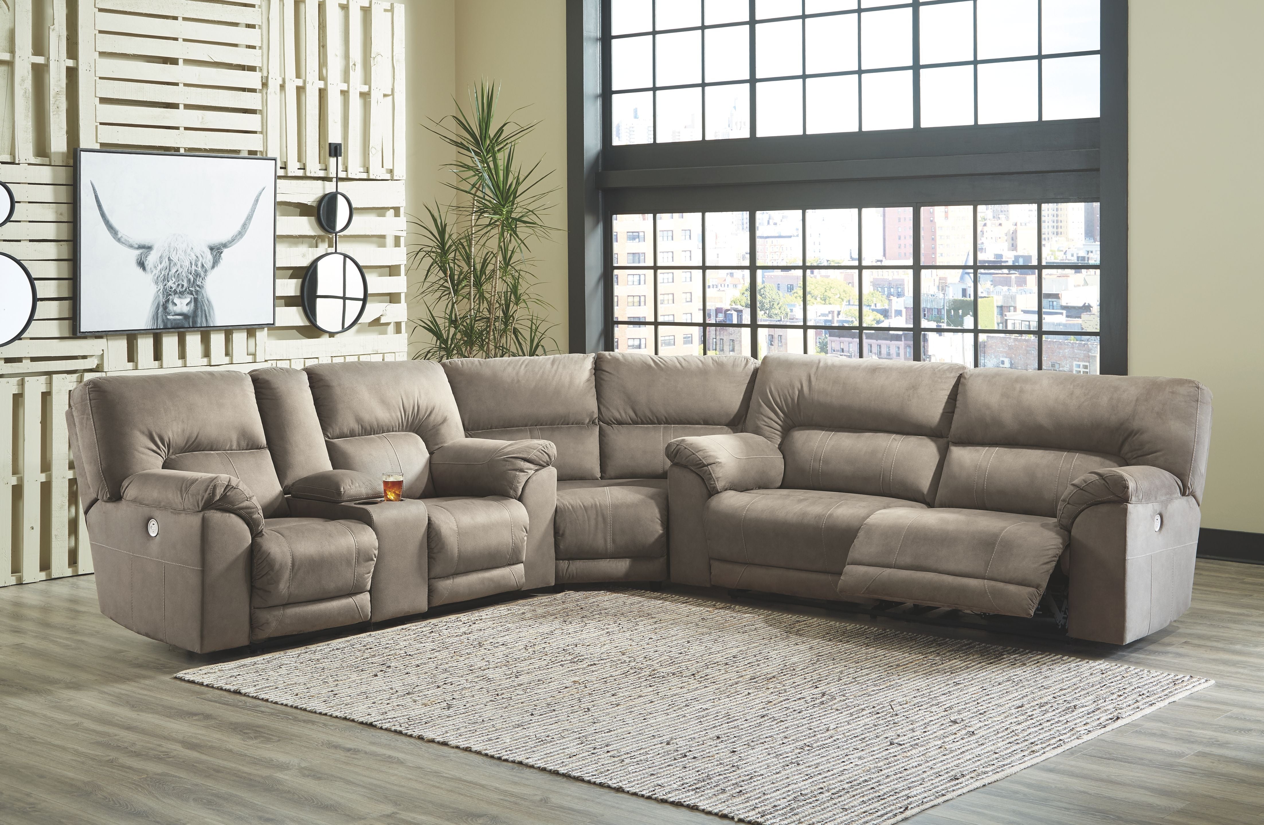 Cavalcade Gray Reclining Sectional-Benchcraft®-American Furniture Outlet