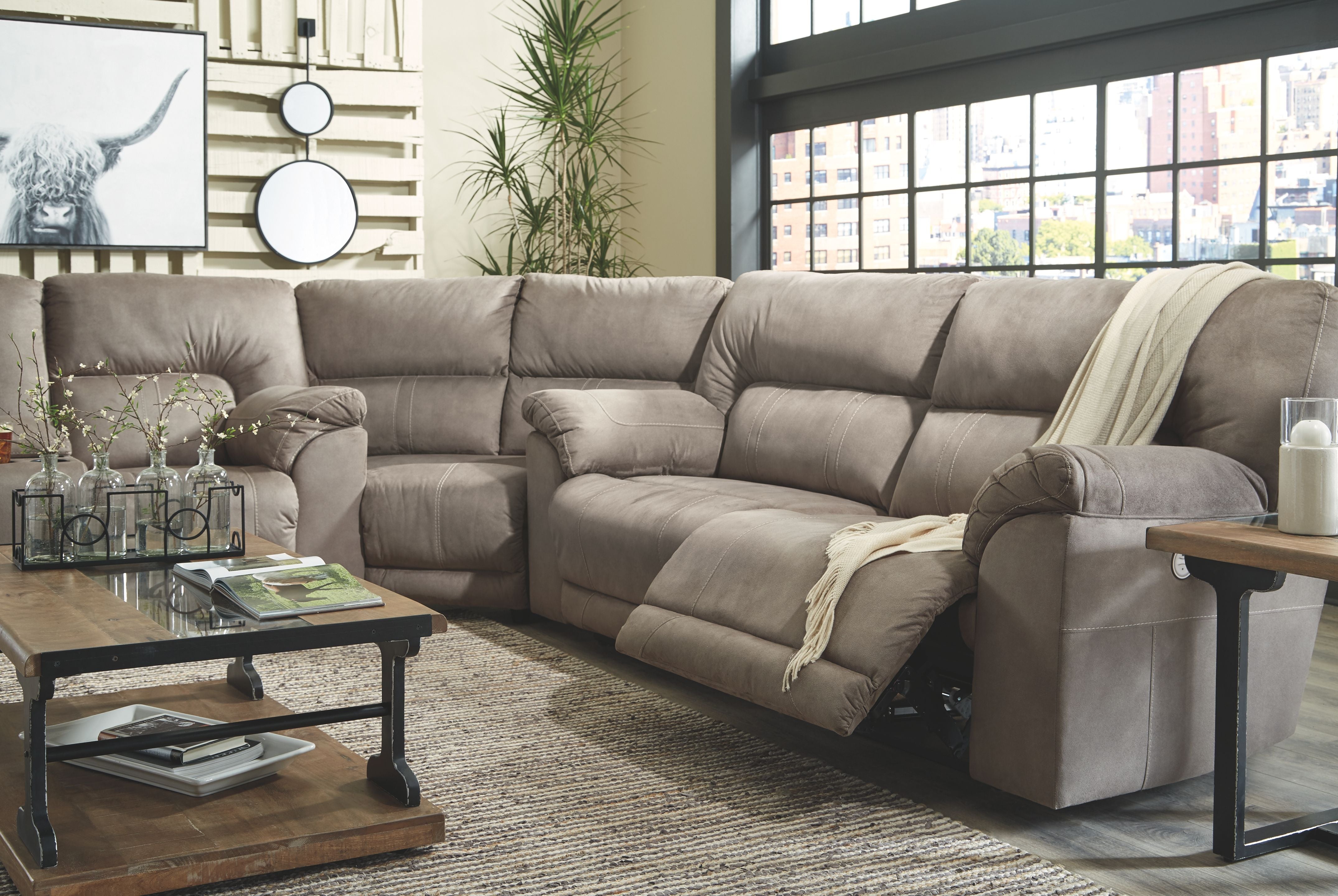 Cavalcade Gray Reclining Sectional-Benchcraft®-American Furniture Outlet