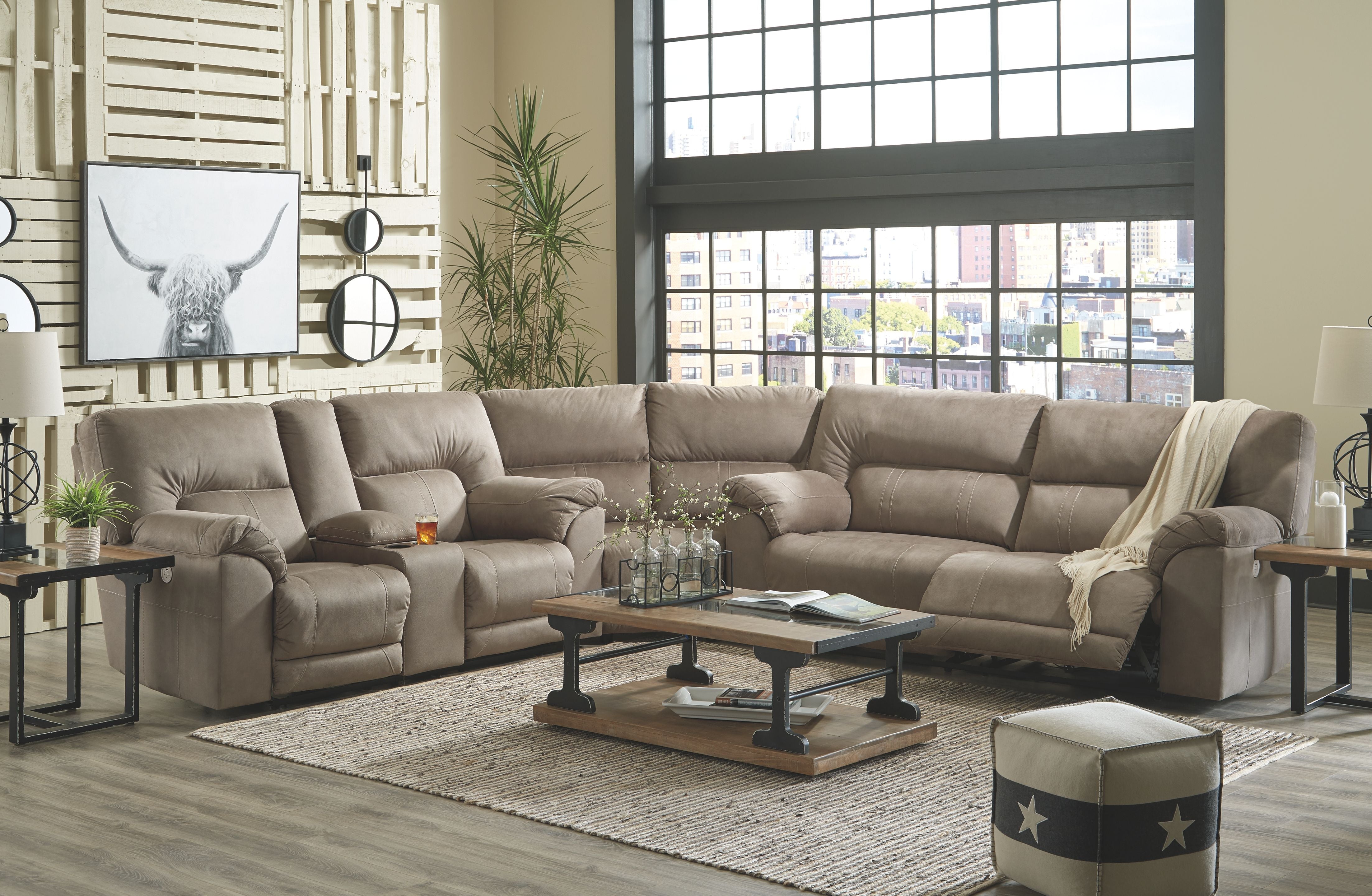 Cavalcade Gray Reclining Sectional-Benchcraft®-American Furniture Outlet