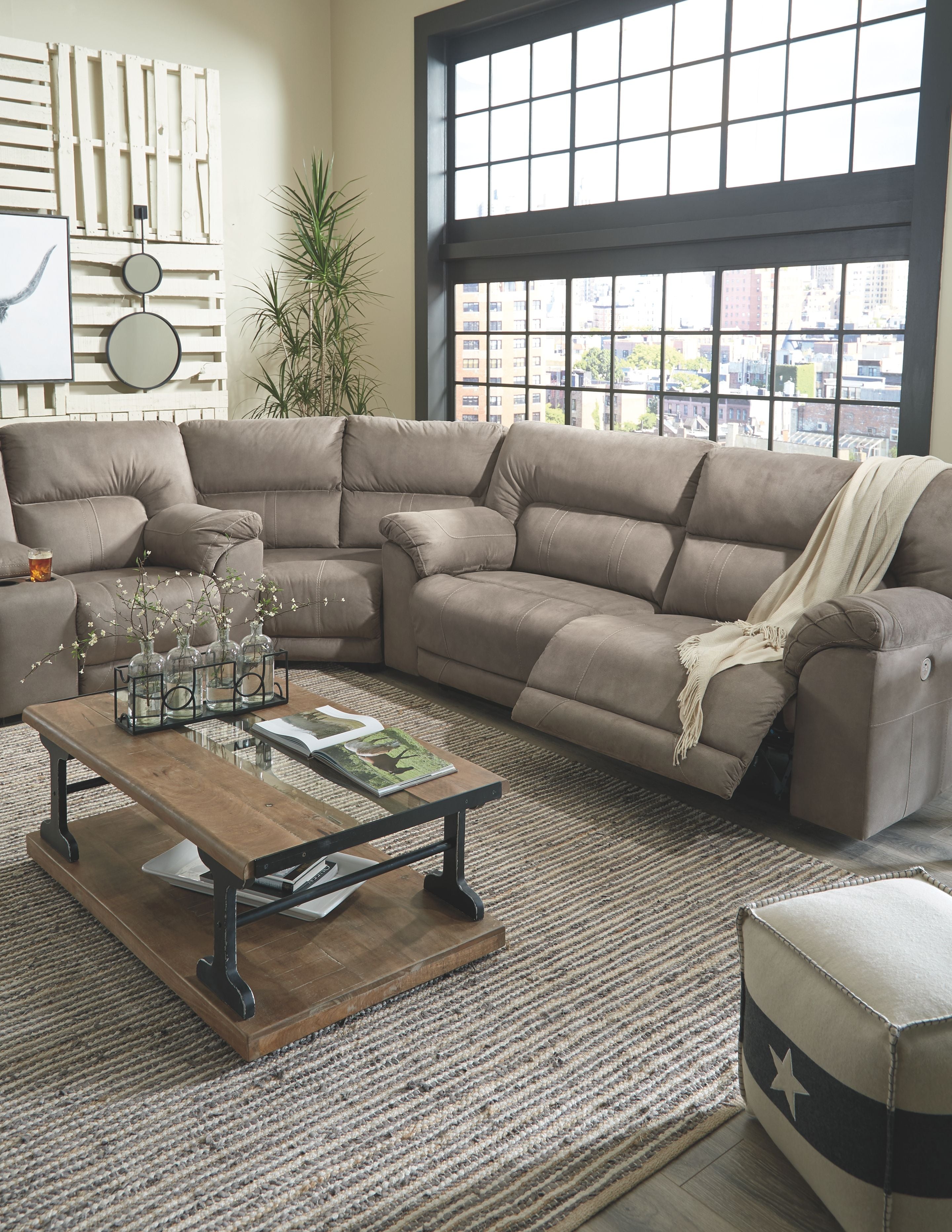 Cavalcade Gray Reclining Sectional-Benchcraft®-American Furniture Outlet