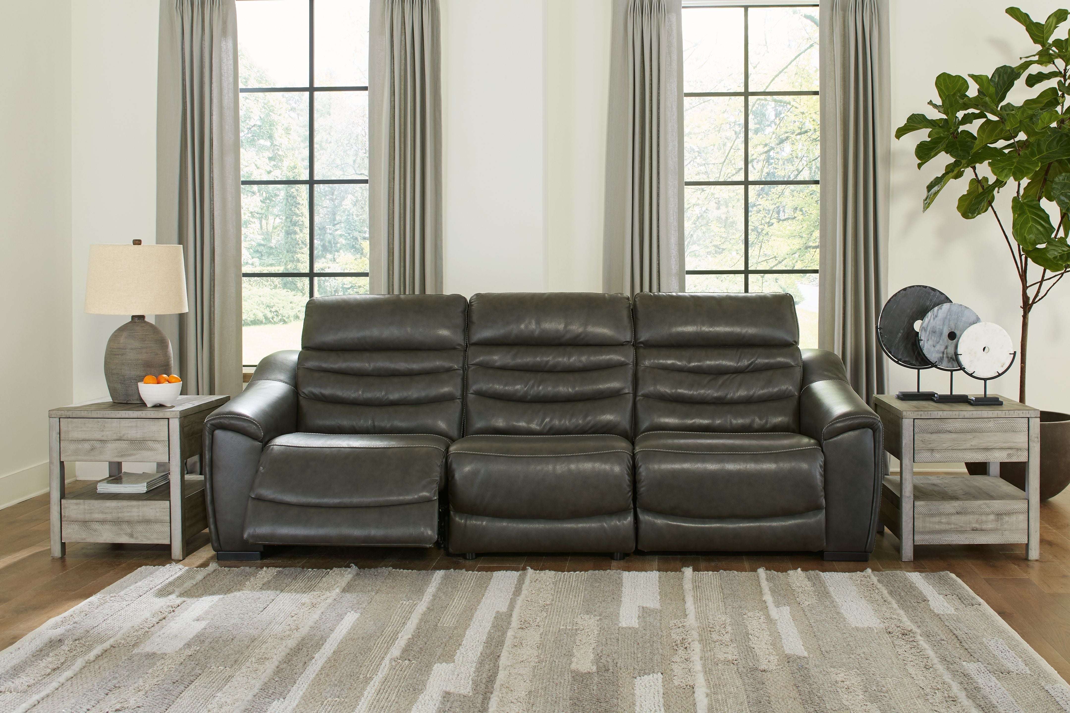 Center Line Leather Power Recliner Sectional-Signature Design by Ashley®-American Furniture Outlet