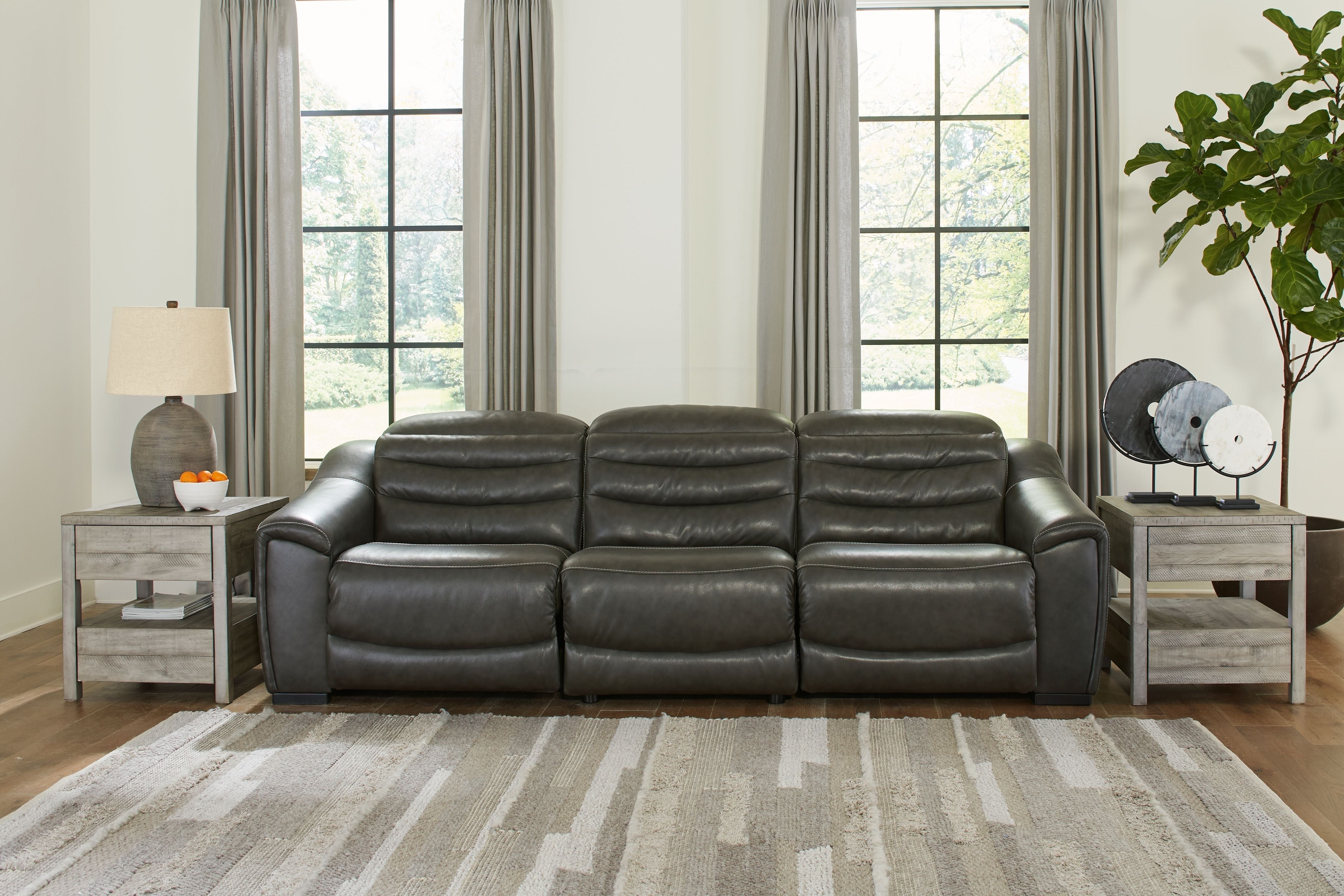 Center Line Leather Power Recliner Sectional-Signature Design by Ashley®-American Furniture Outlet