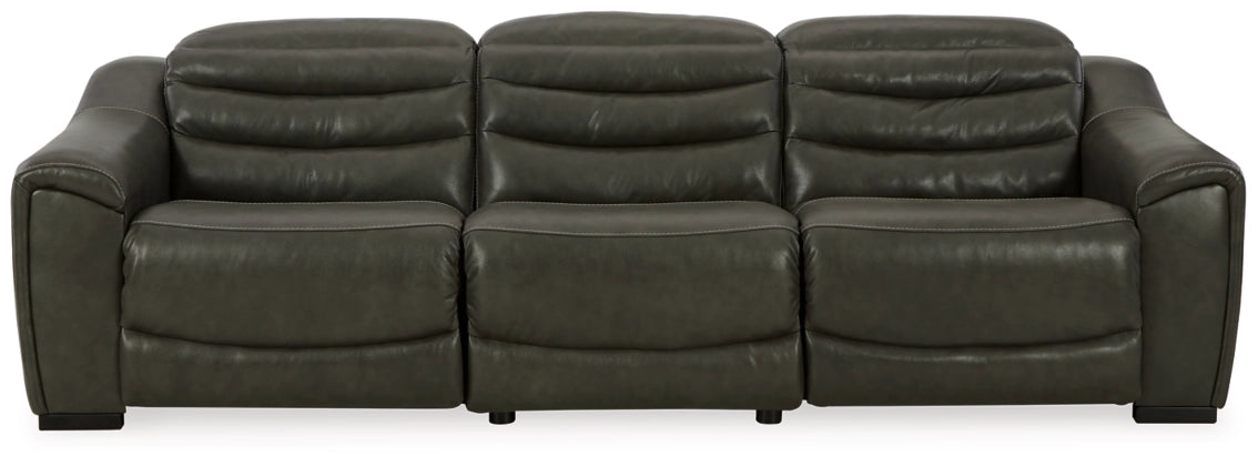 Center Line Leather Power Recliner Sectional-Signature Design by Ashley®-American Furniture Outlet