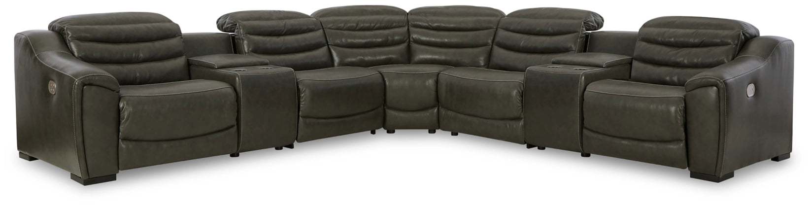 Center Line Leather Power Recliner Sectional-Signature Design by Ashley®-American Furniture Outlet