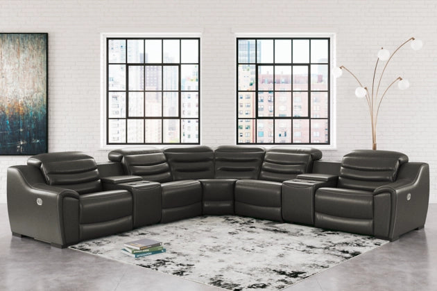 Center Line Leather Power Recliner Sectional-Signature Design by Ashley®-American Furniture Outlet